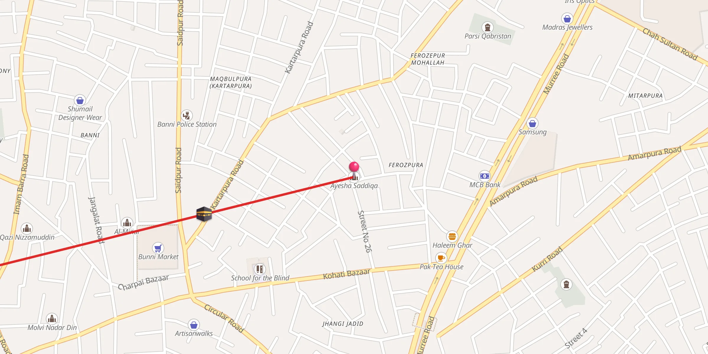 Carte de localisation : Ayesha Saddiqa
