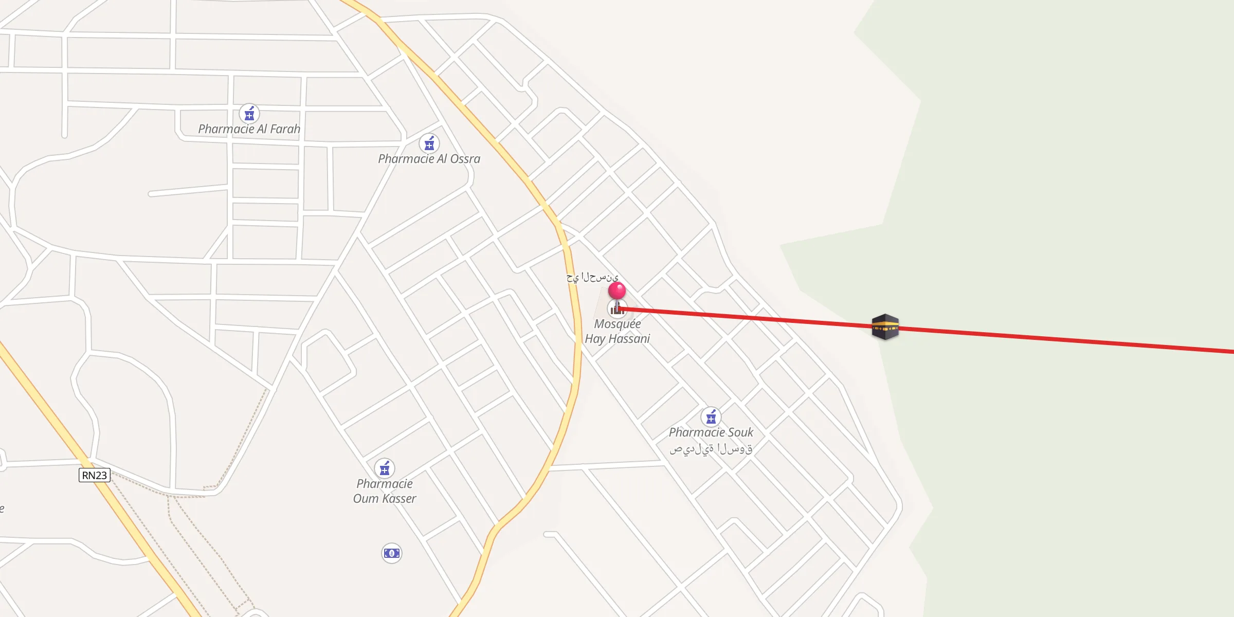 Carte de localisation : Mosquée Hay Hassani مسجد حي الحسني