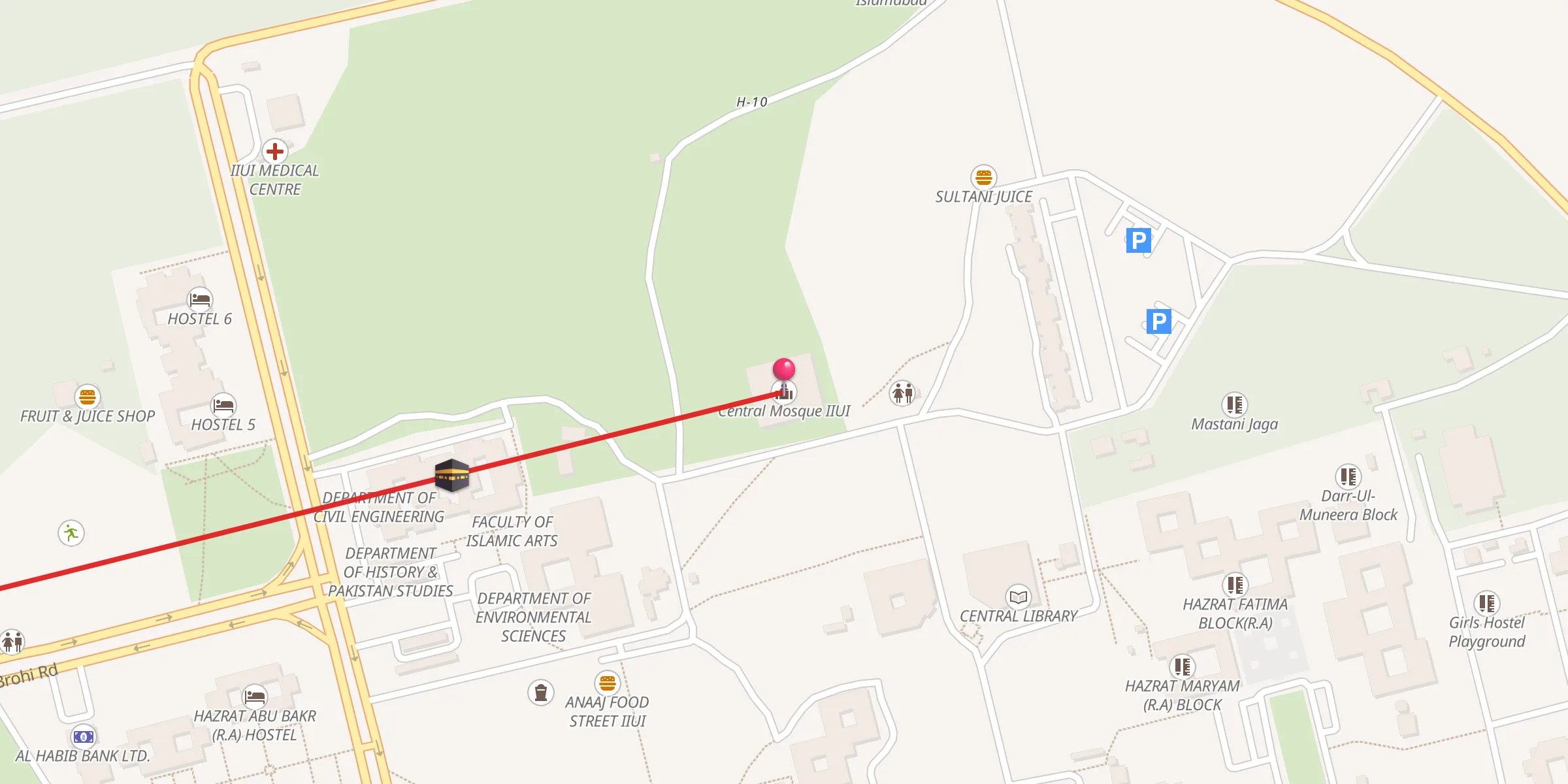 Carte de localisation : Central Mosque IIUI