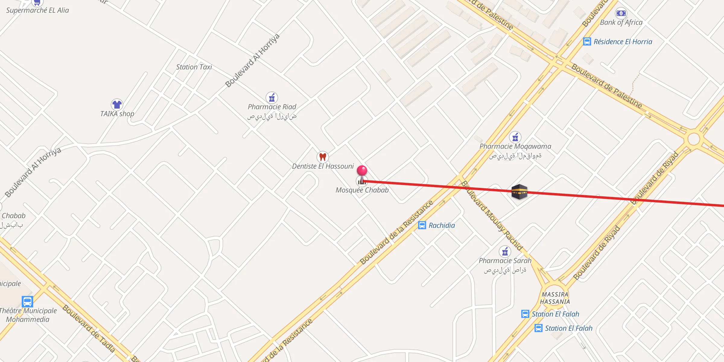 Carte de localisation : Mosquée Chabab مسجد الشباب