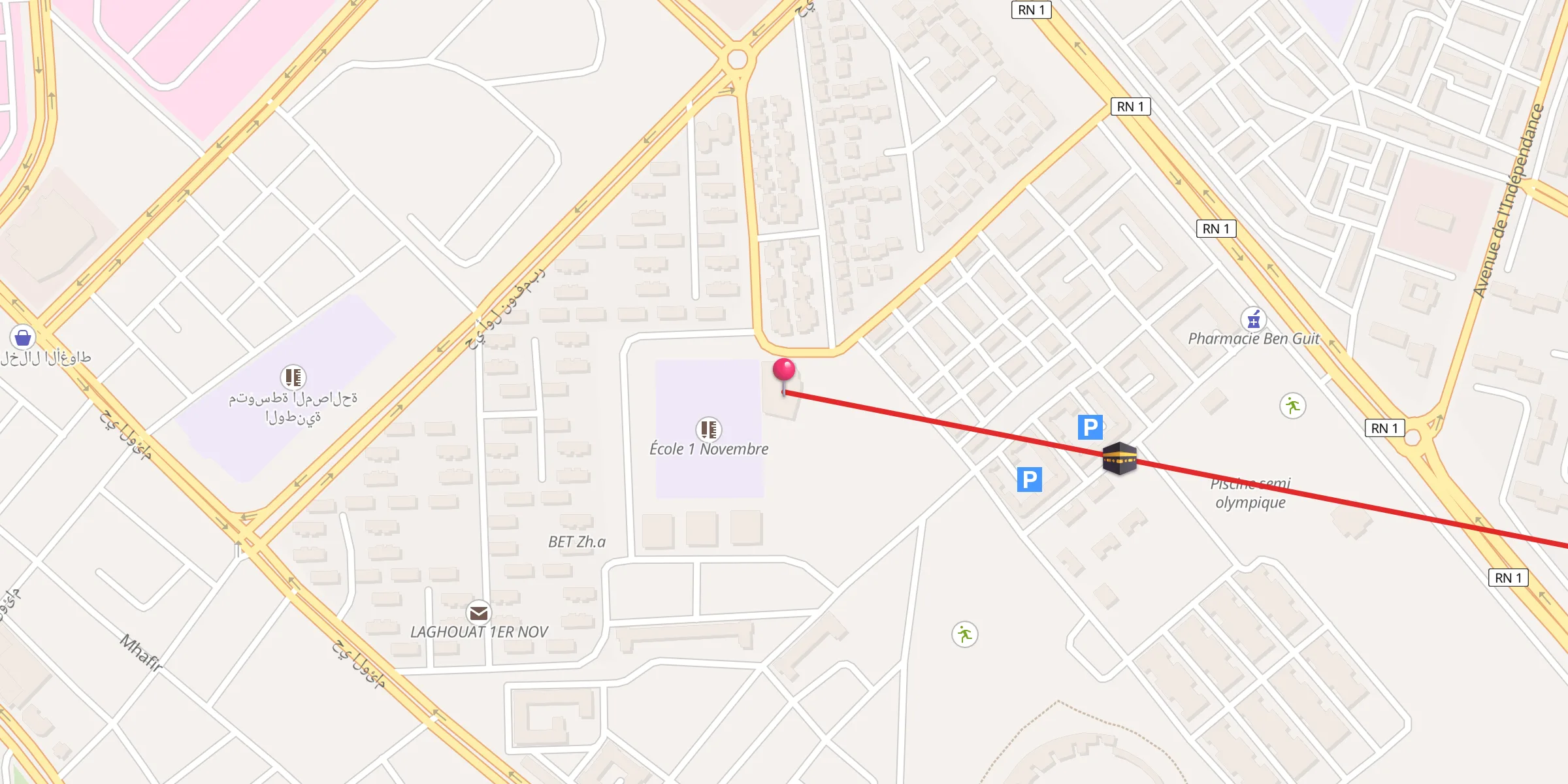 Carte de localisation : Mosquée kawthar مسجد الكوثر