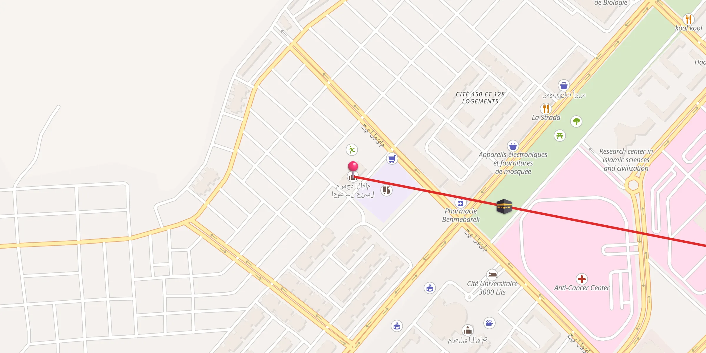 Carte de localisation : مسجد الأمام احمد بن حنبل