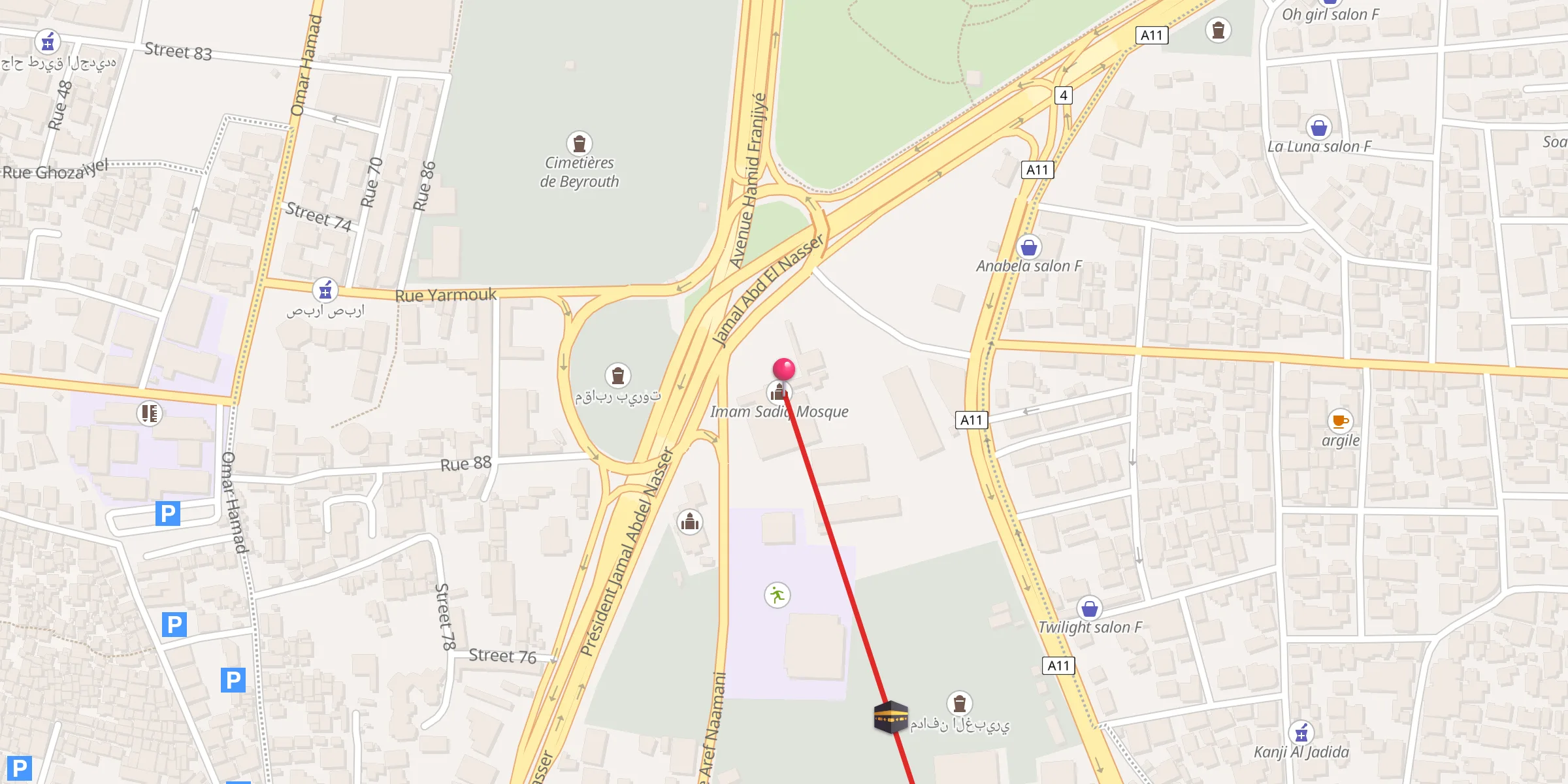 Carte de localisation : Imam Sadiq Mosque