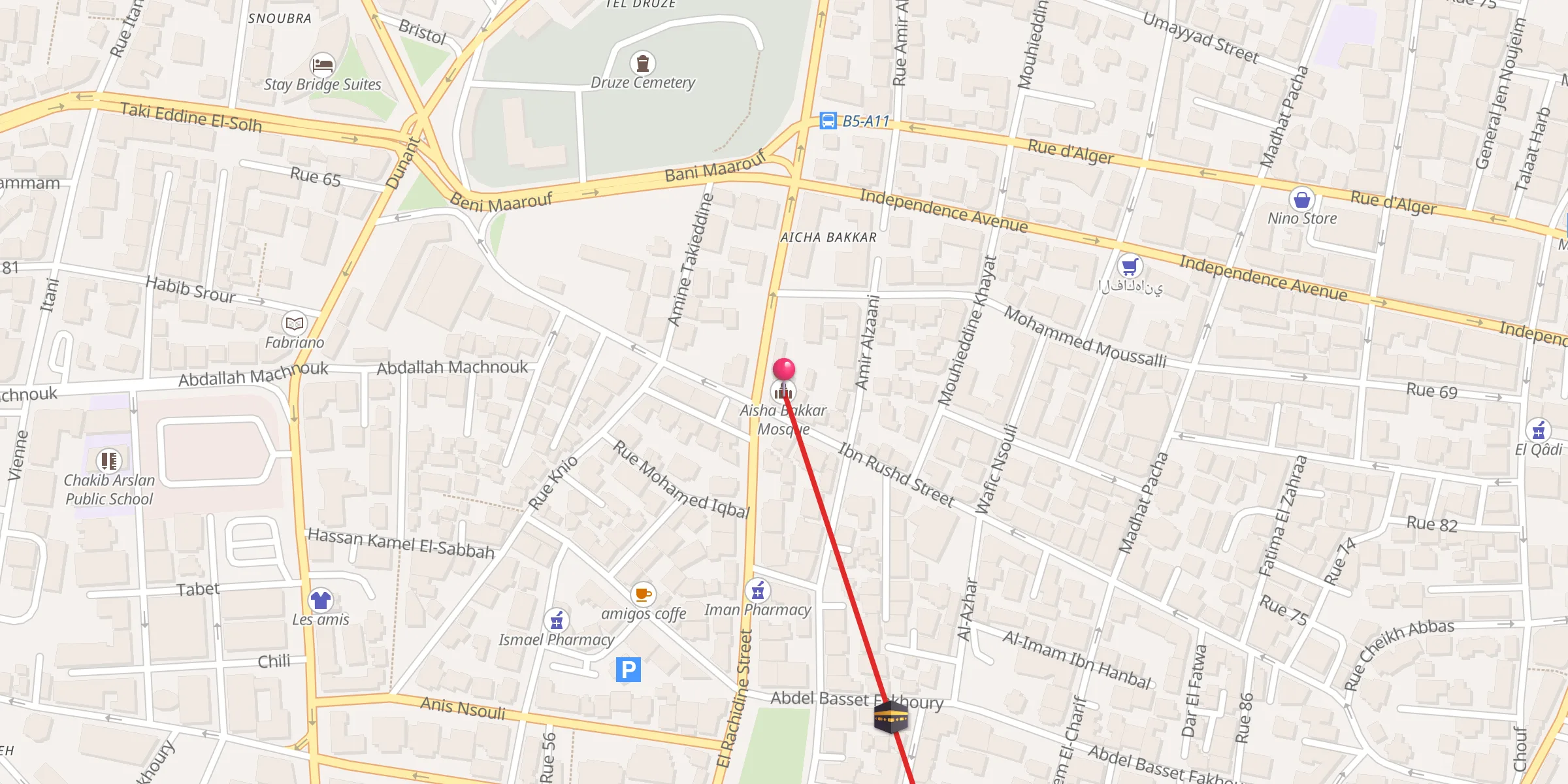 Carte de localisation : Aisha Bakkar Mosque
