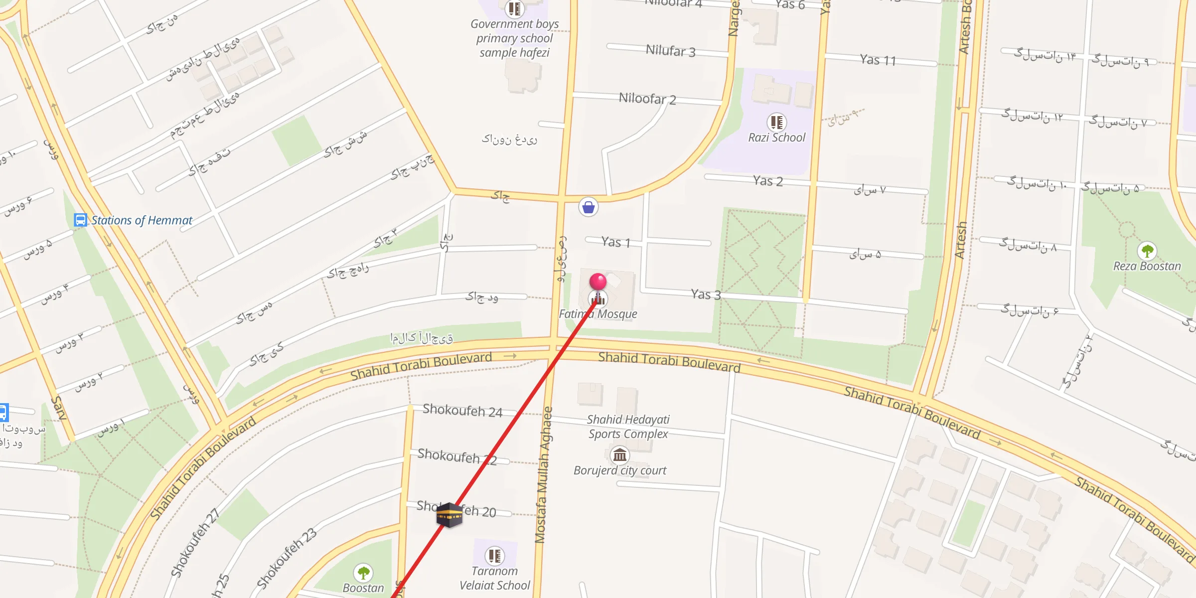 Carte de localisation : مسجد حضرت فاطمه زهرا