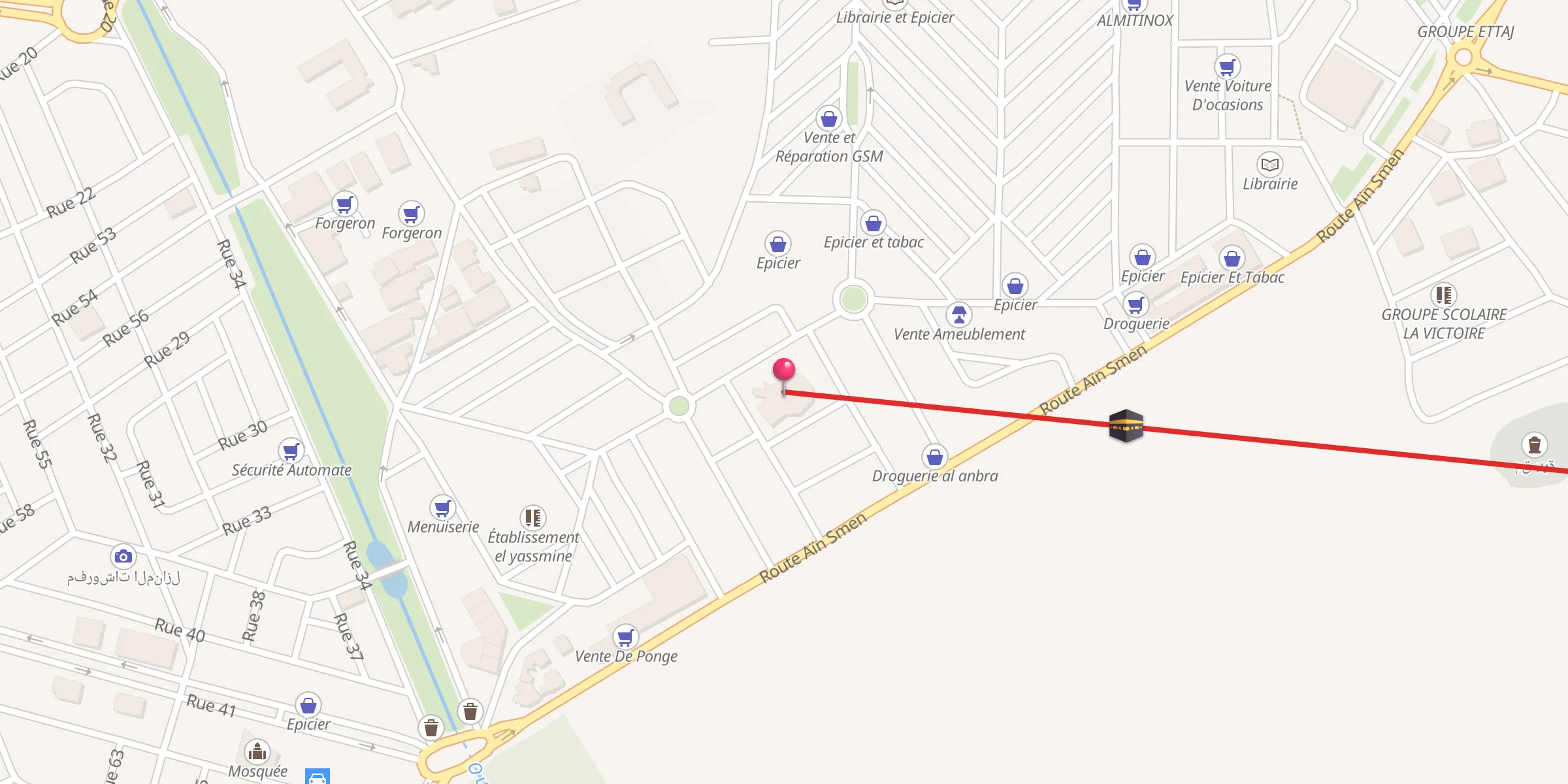Carte de localisation : Mosquée Bilal Ibn Rabah مسجد بلال بن رباح