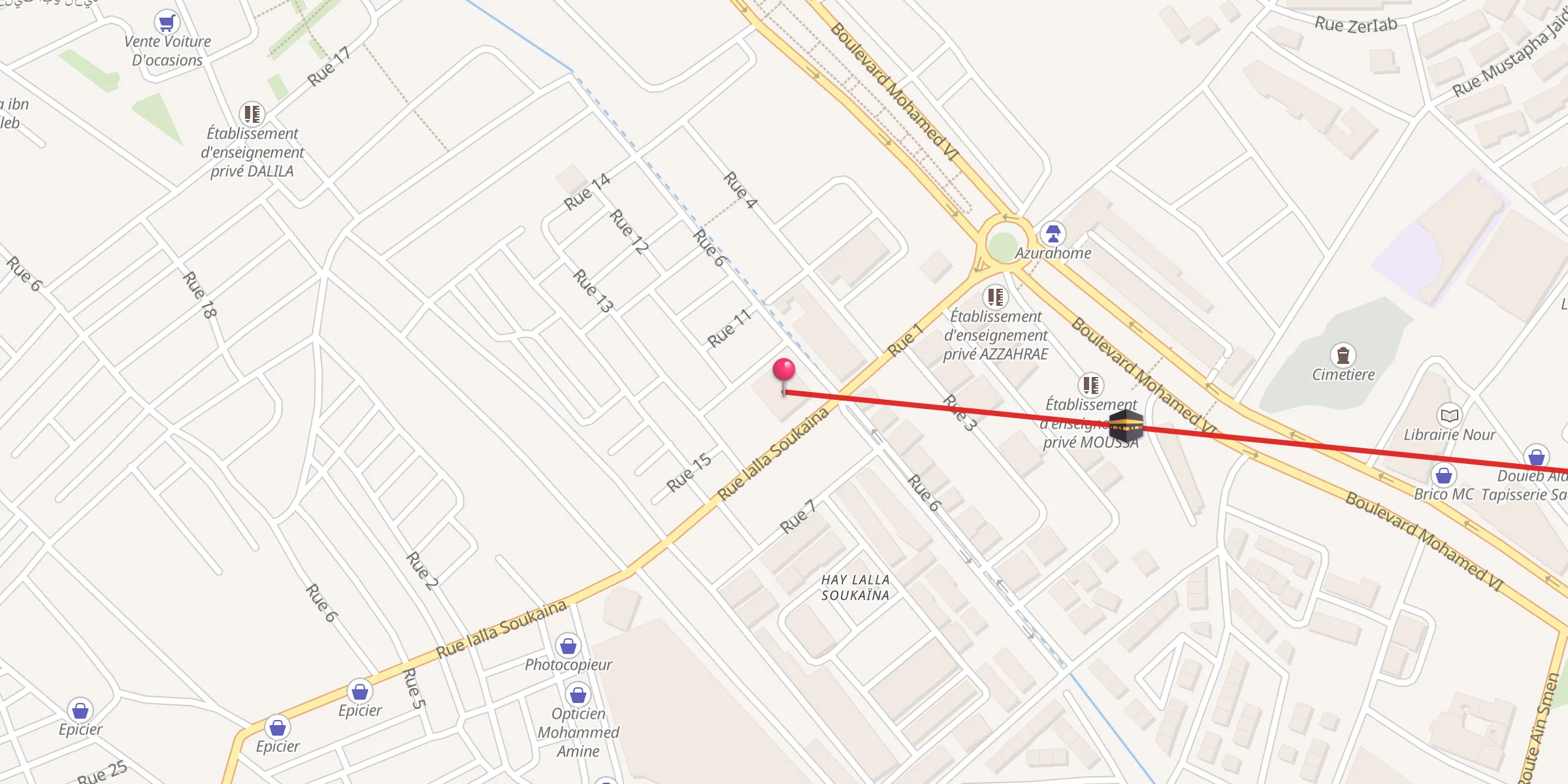 Carte de localisation : Mosquée Sa'd ibn Abi Waqqas مسجد سعد بن أبي وقاص