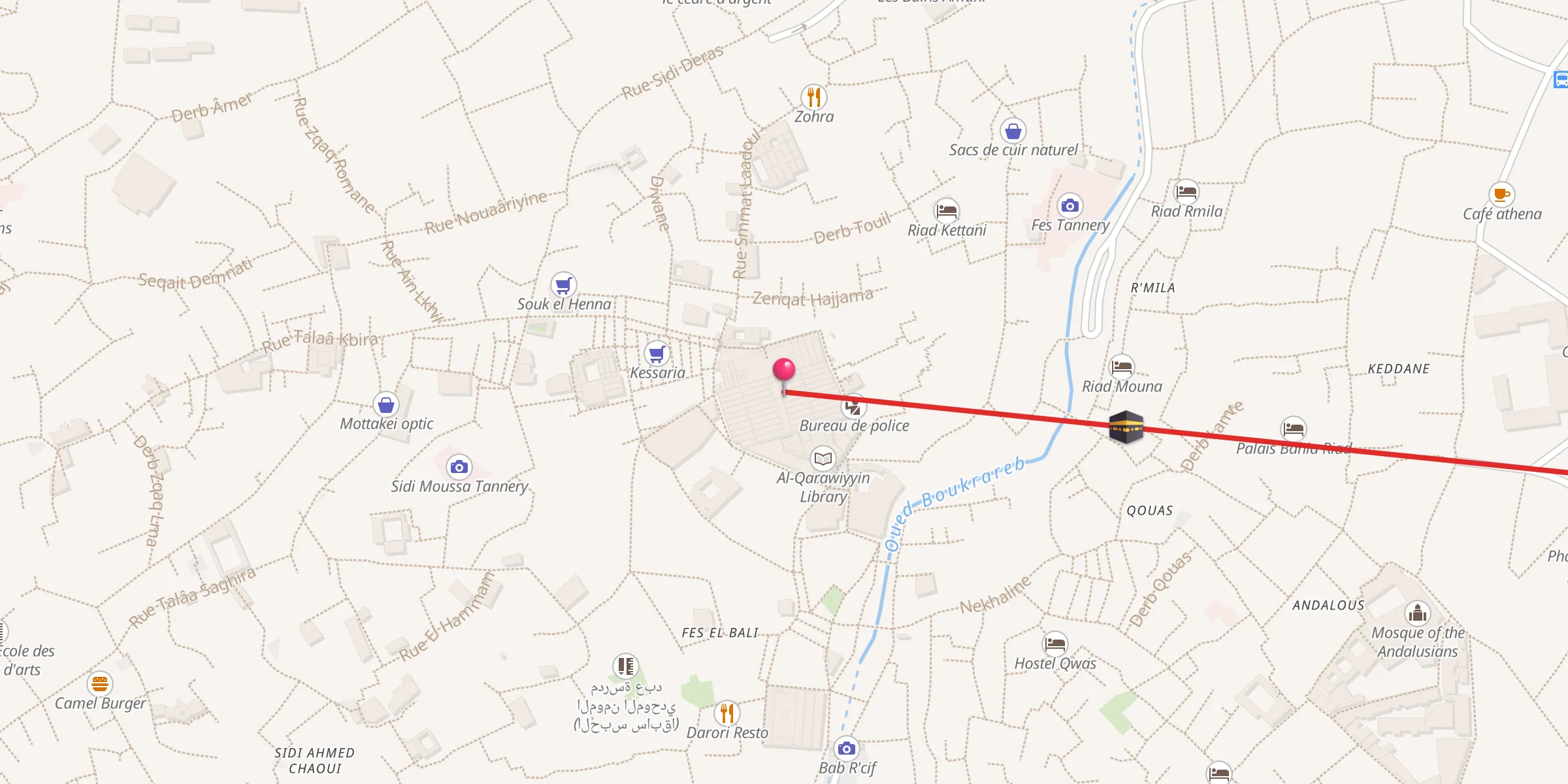 Carte de localisation : Mosquée al-Quaraouiyine جامعة القرويين