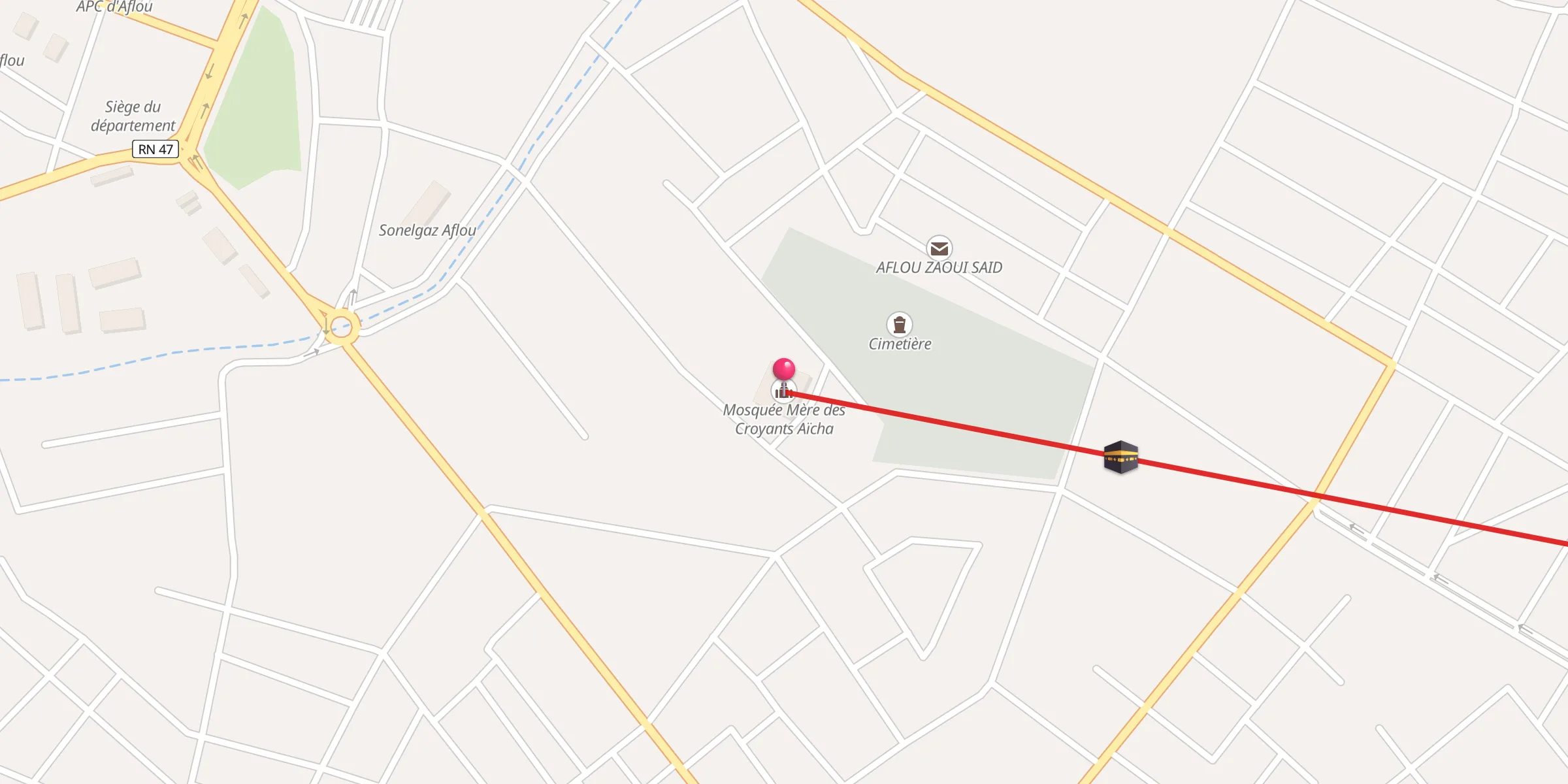 Carte de localisation : Mosquée Mère des Croyants Aïcha