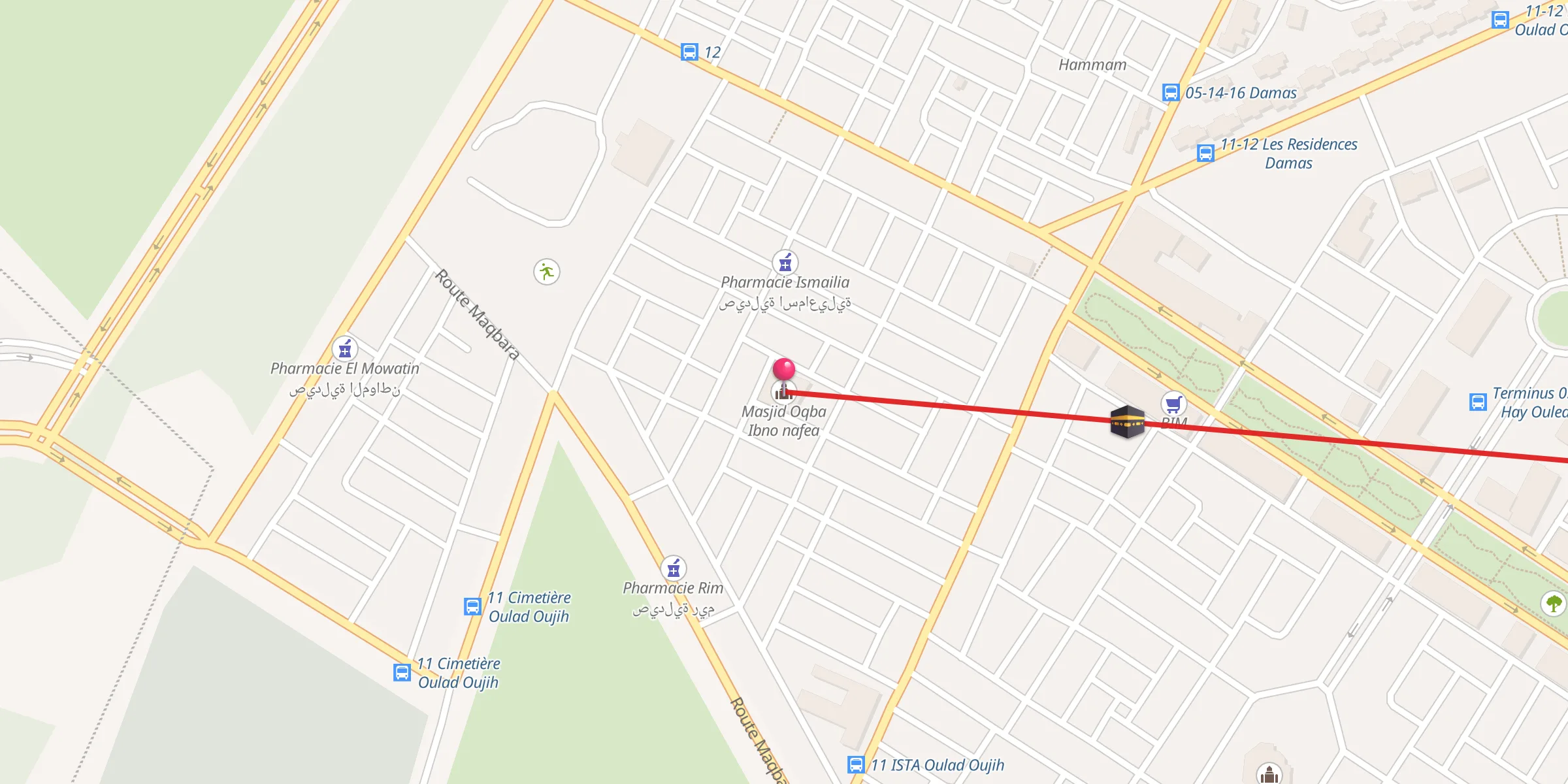 Carte de localisation : Masjid Oqba Ibno nafea