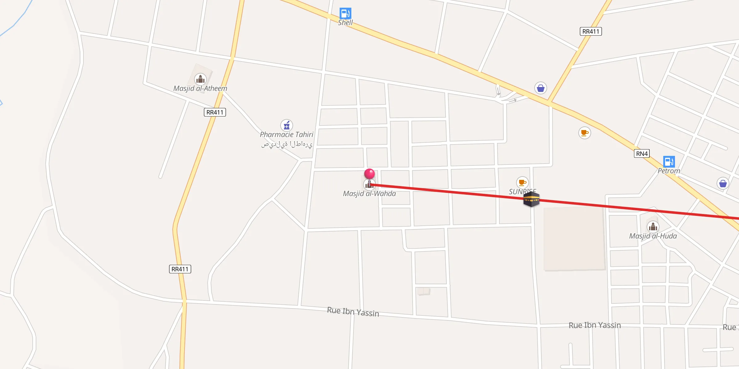 Carte de localisation : Masjid al-Wahda مسجد الوحدة