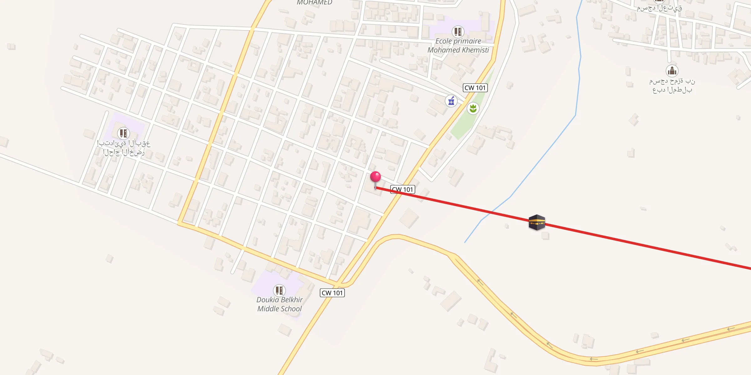 Carte de localisation : مسجد حمزة ابن عبد المطلب عين الابل