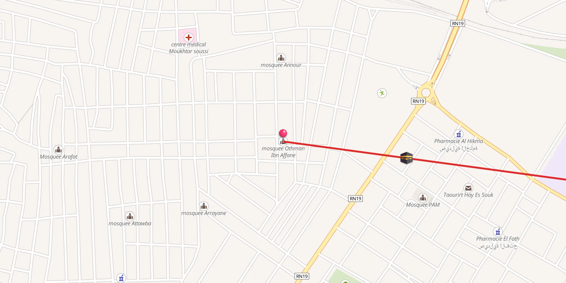 Carte de localisation : mosquee Othman Ibn Affane