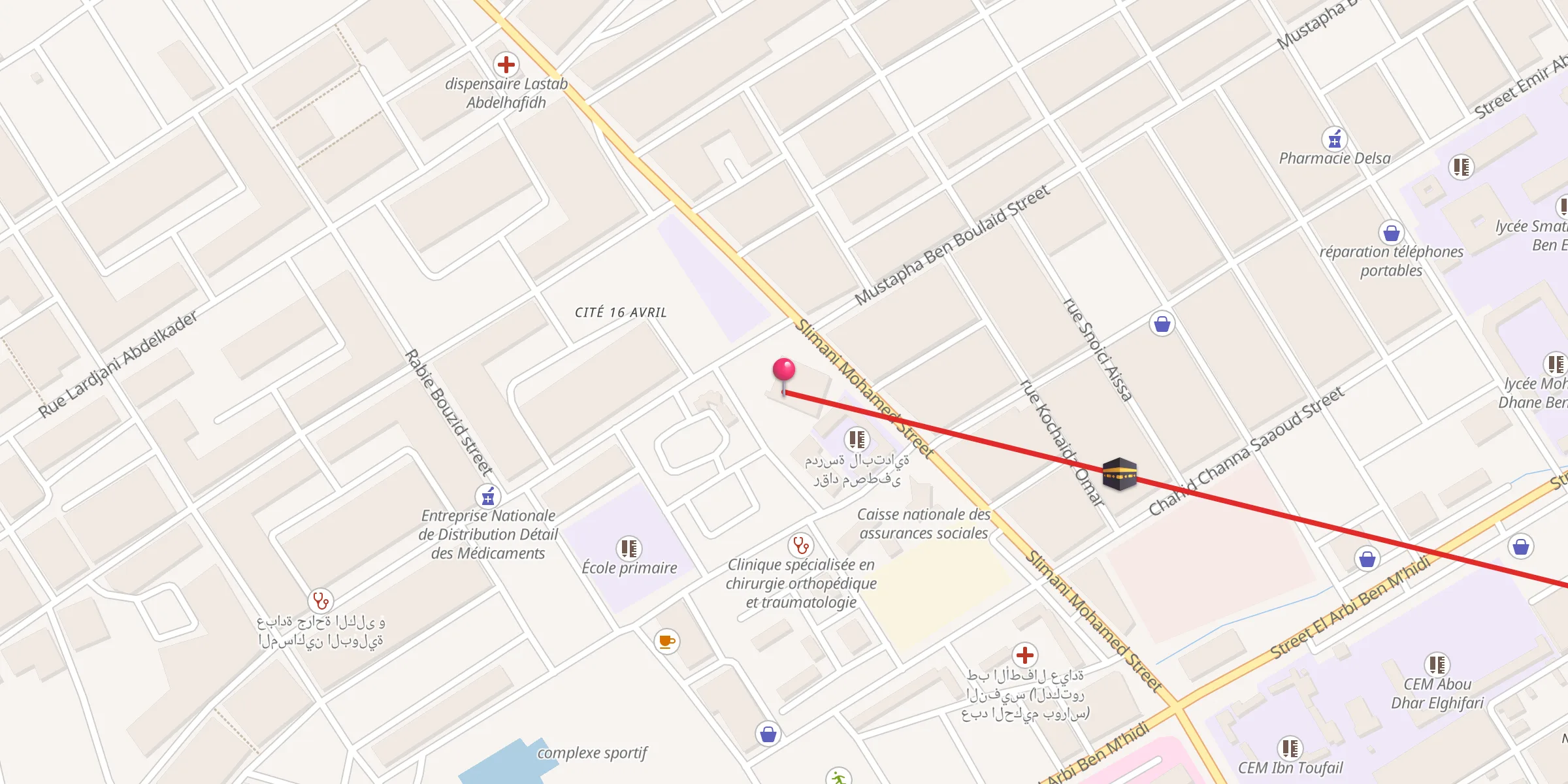 Carte de localisation : Mosquée Hamza Ben Abdelmottalib