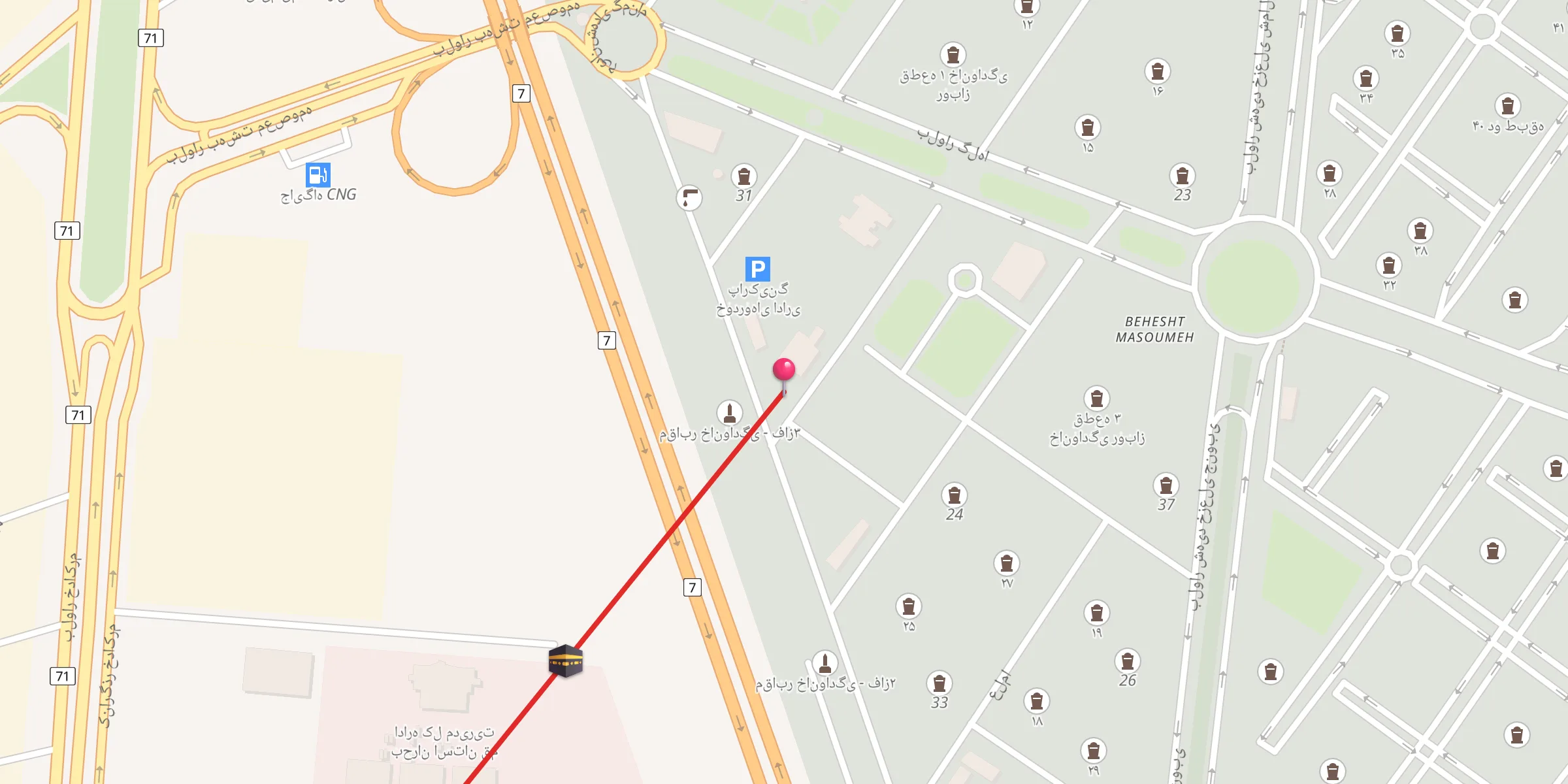Carte de localisation : سالن نماز