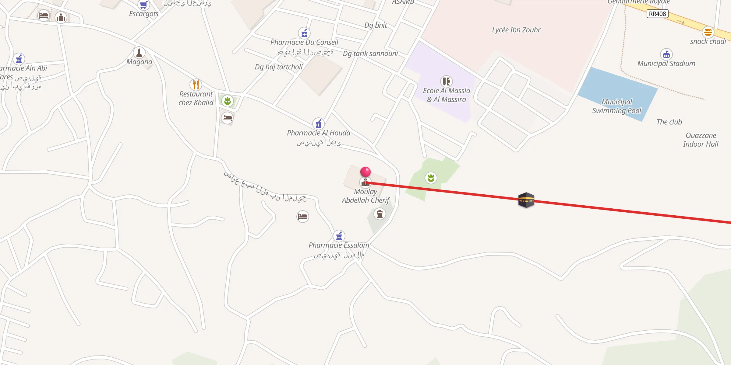 Carte de localisation : Moulay Abdellah Cherif مولاي عبد الله الشريف