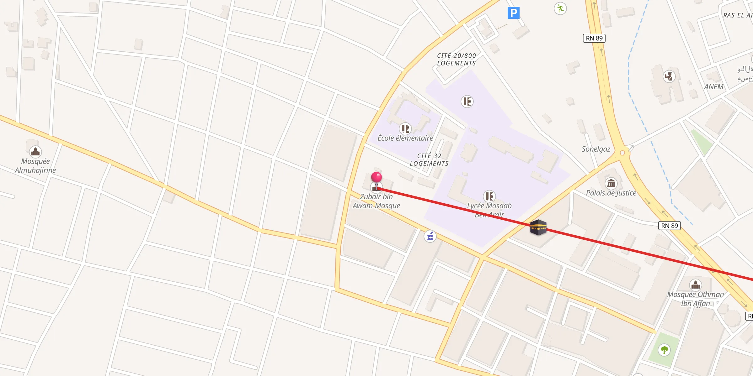 Carte de localisation : Zubair bin Awam Mosque