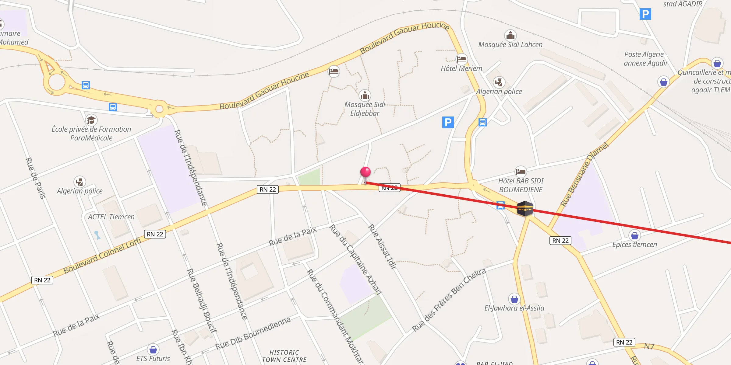 Carte de localisation : Mosquée des Chorfas جامع الشرفاء ⵊⴰⵎⴰⵄ ⵛⵓⵕⴼⴰ