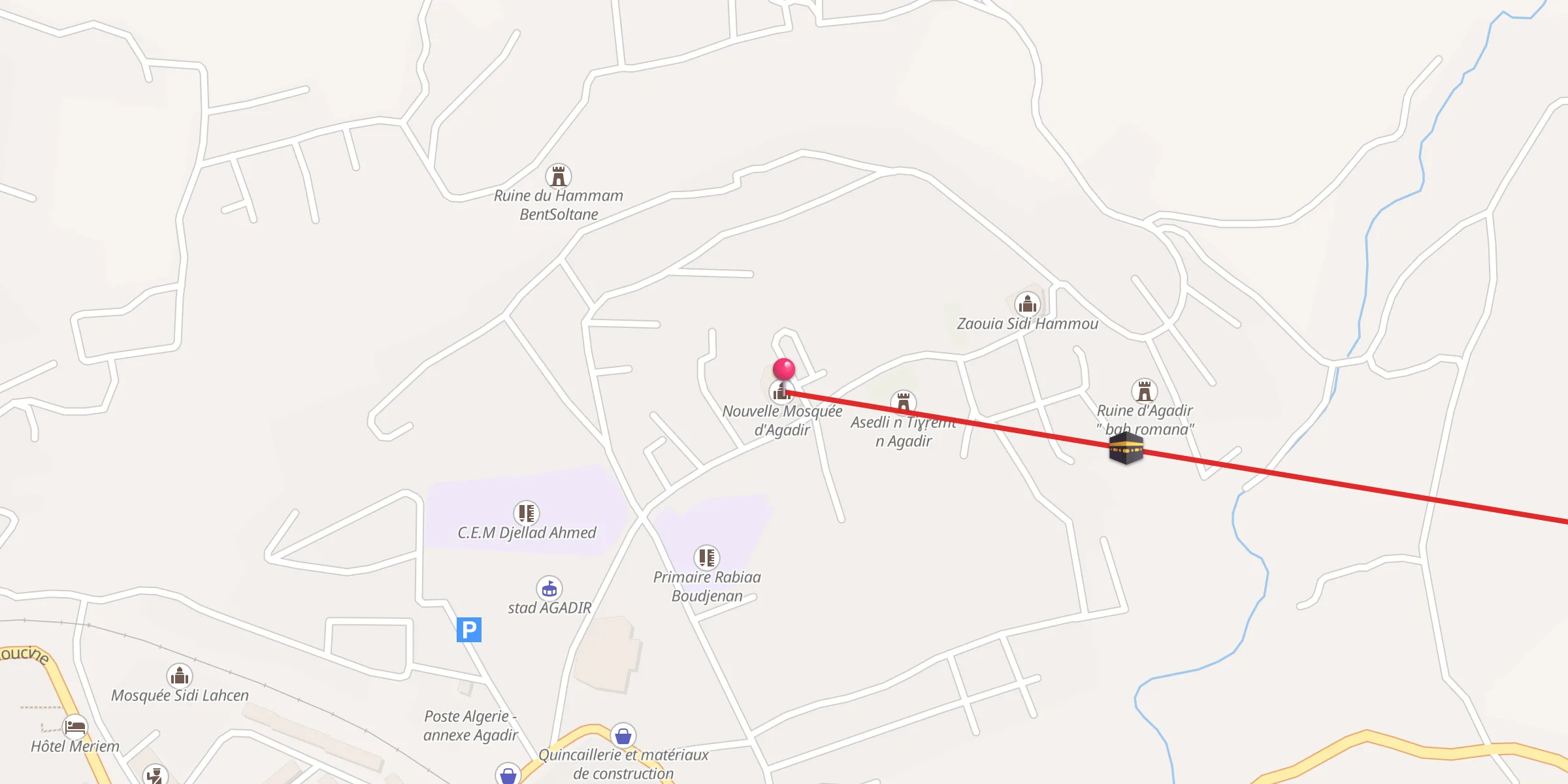 Carte de localisation : Nouvelle Mosquée d'Agadir مسجد أكادير الجديد ⵜⴰⵎⵣⴳⵉⴷⴰ ⵜⴰⵎⴰⵢⵏⵓⵜ ⵏ ⴰⴳⴰⴷⵉⵔ
