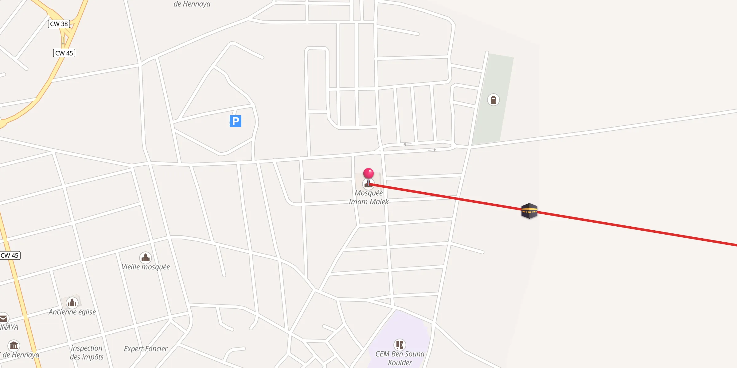 Carte de localisation : Mosquée Imam Malek