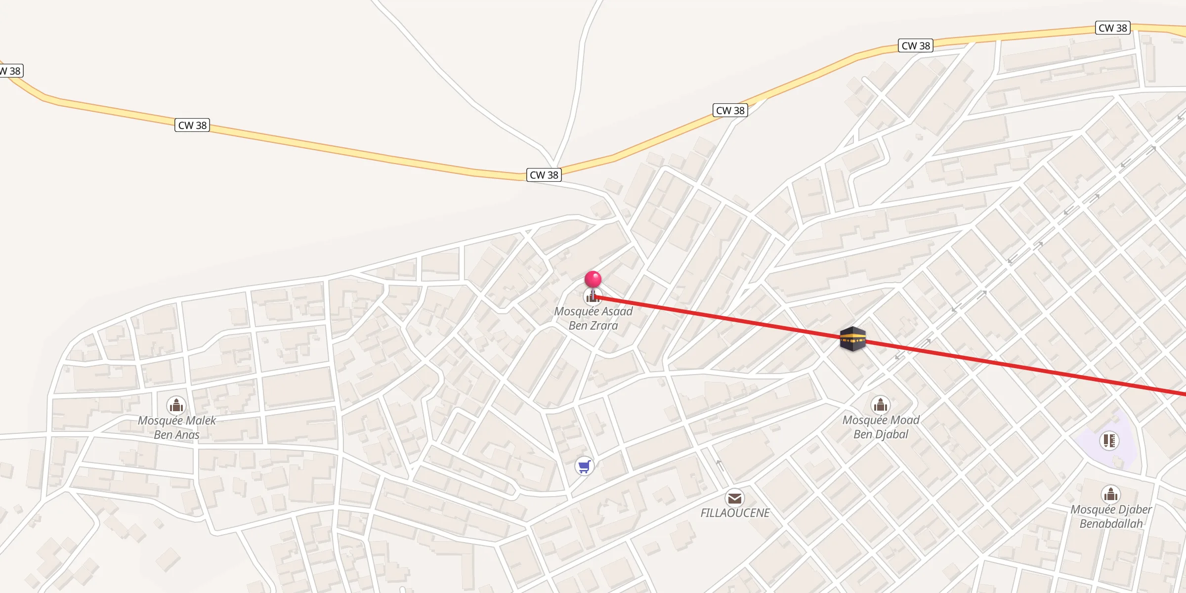 Carte de localisation : Mosquée Asaad Ben Zrara