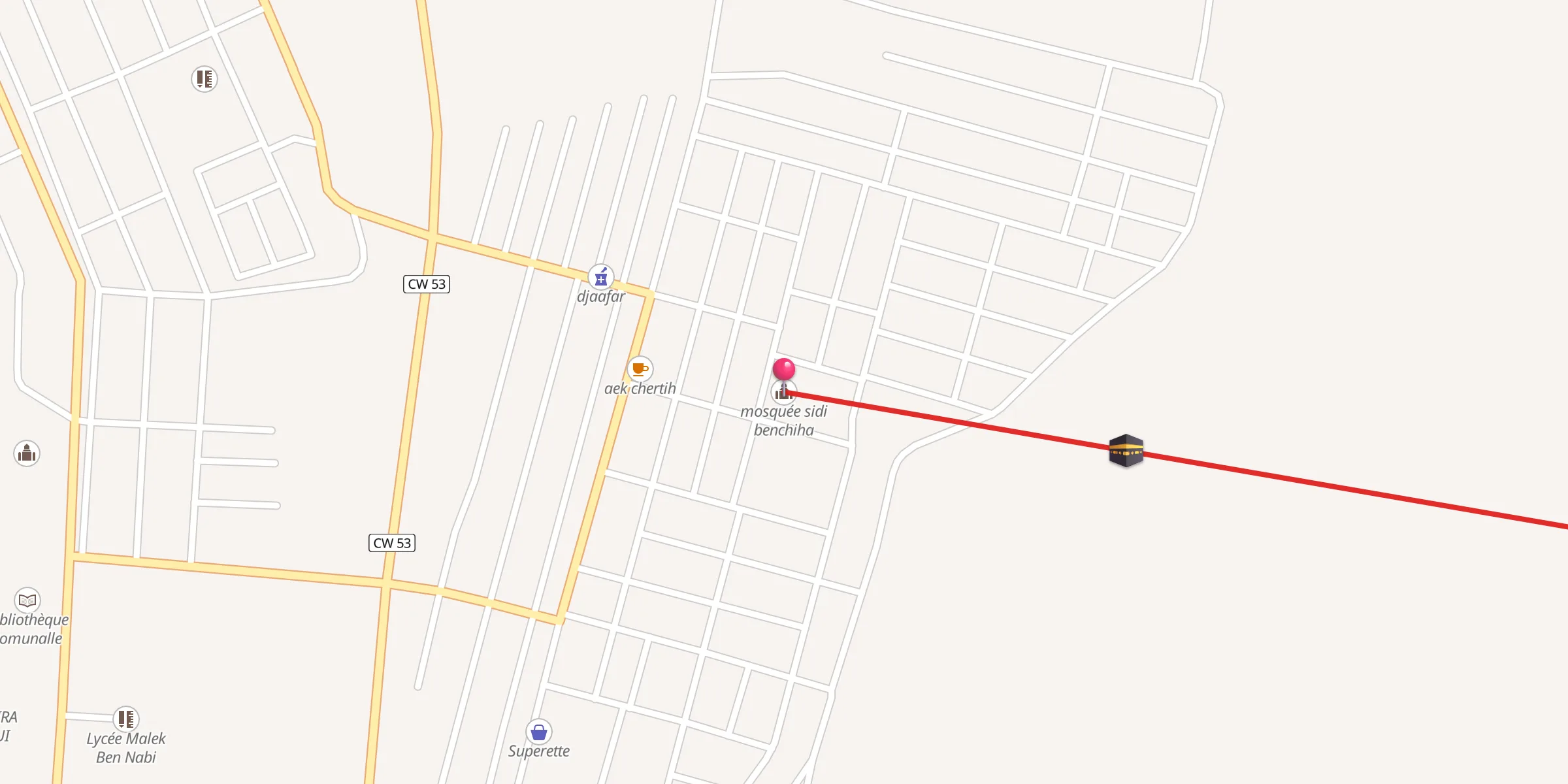 Carte de localisation : mosquée sidi benchiha