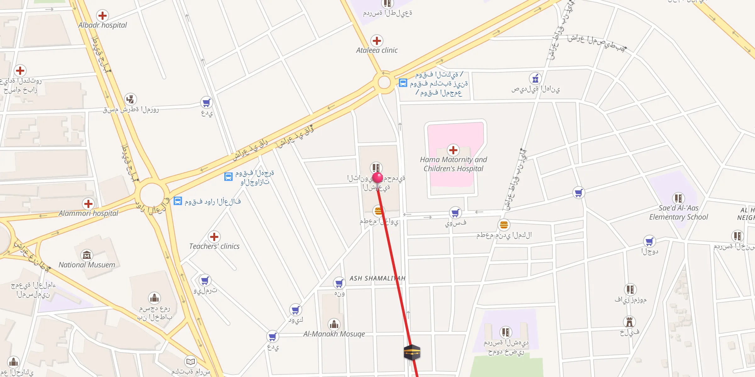 Carte de localisation : التكية الهدائية