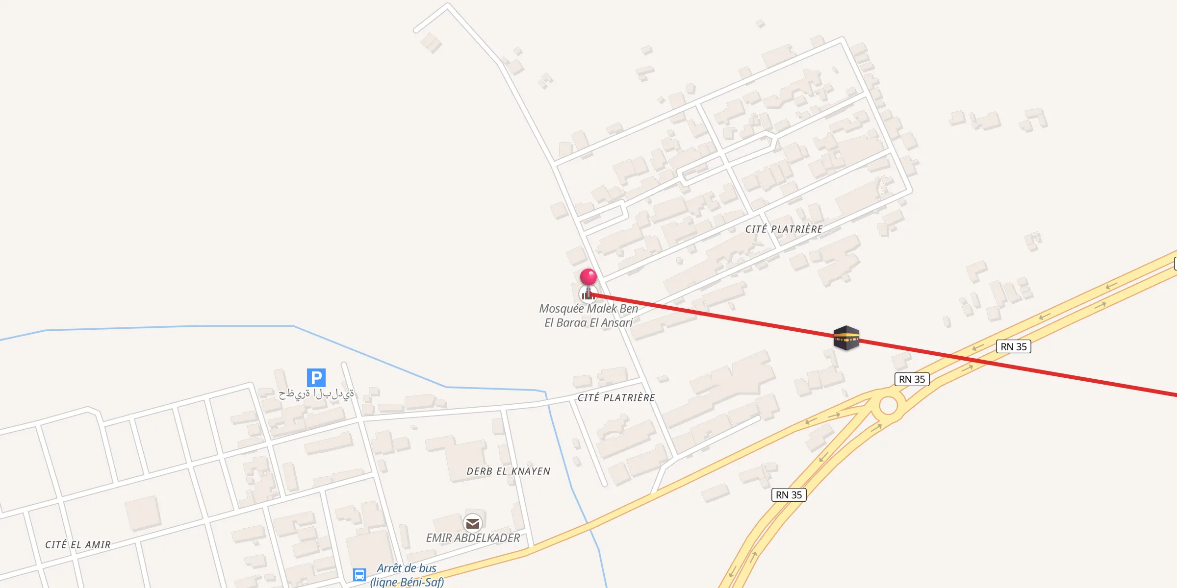 Carte de localisation : Mosquée Malek Ben El Baraa El Ansari