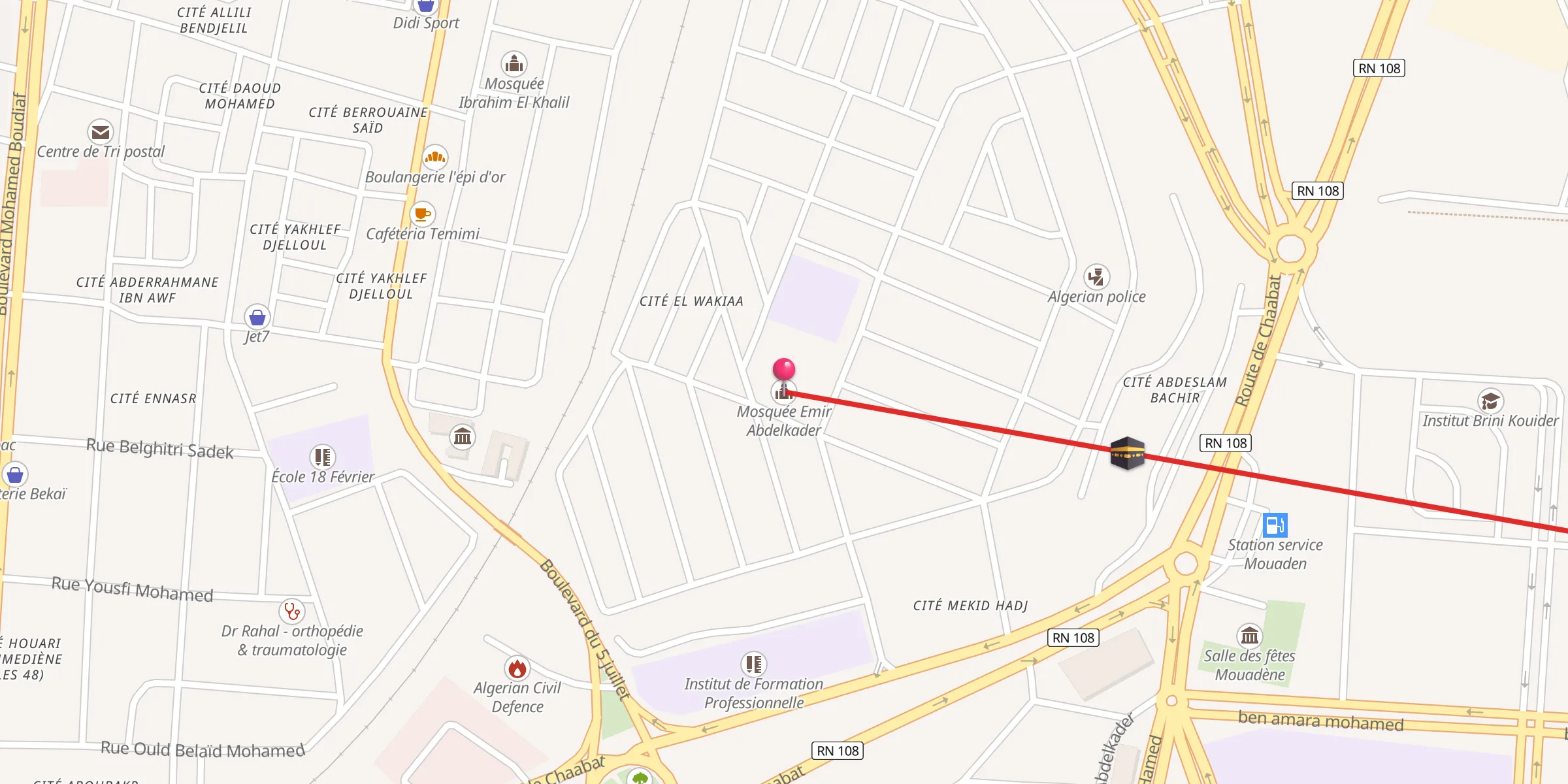 Carte de localisation : Mosquée Emir Abdelkader