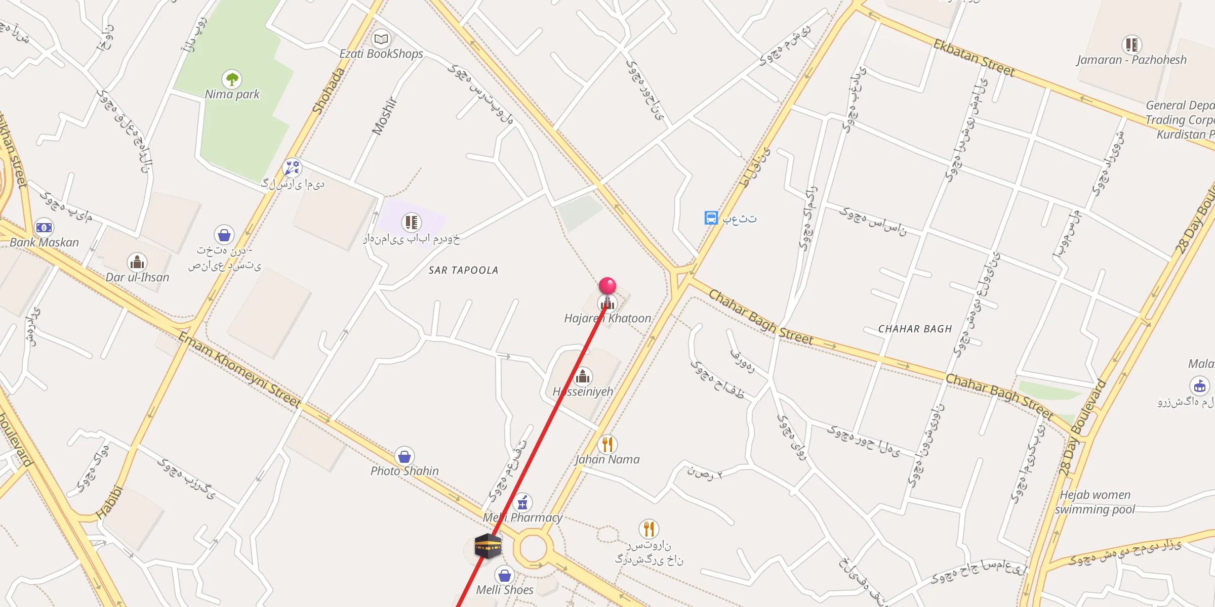 Carte de localisation : امامزاده بی بی هاجره خاتون