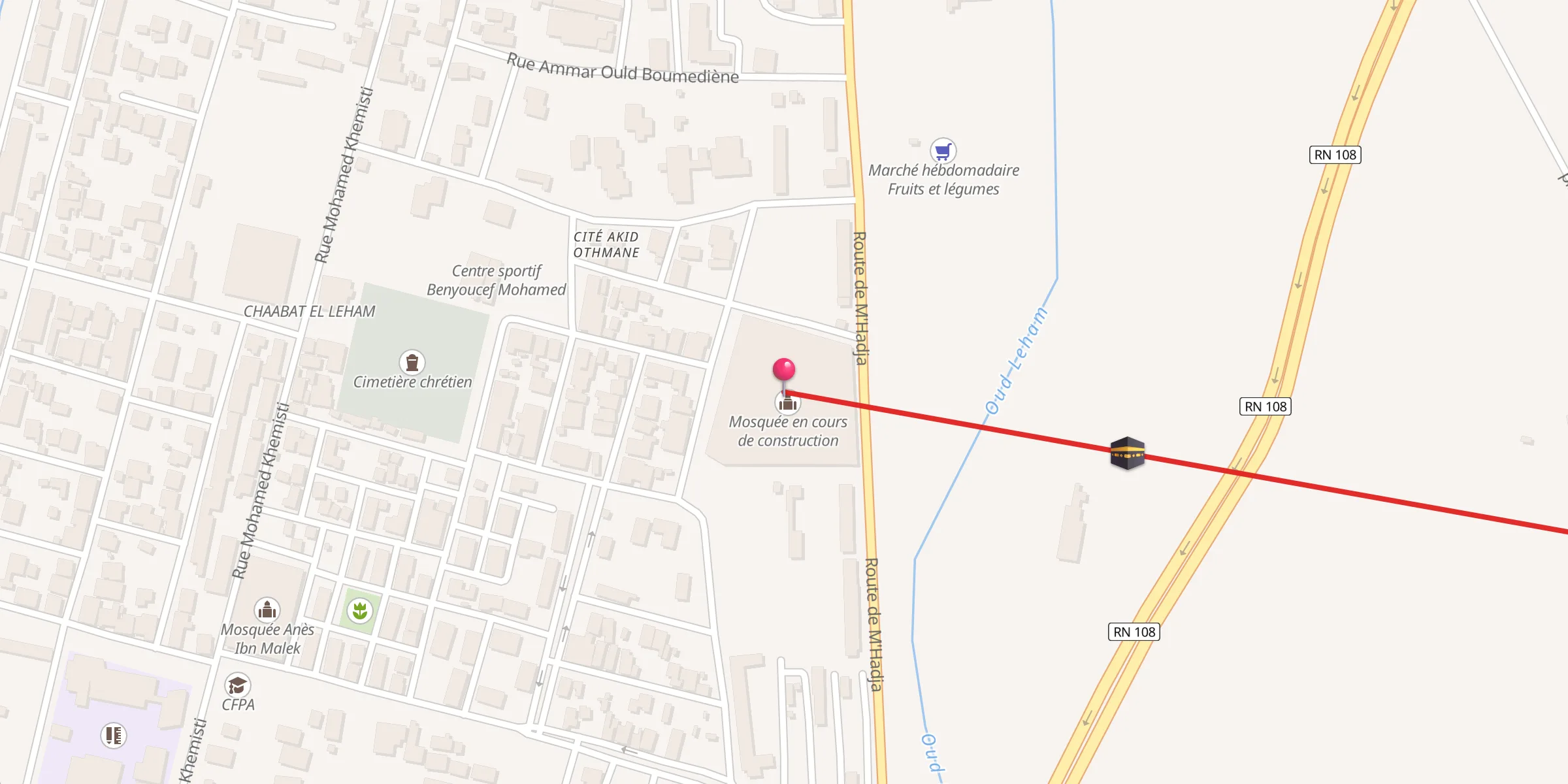 Carte de localisation : Mosquée en cours de construction
