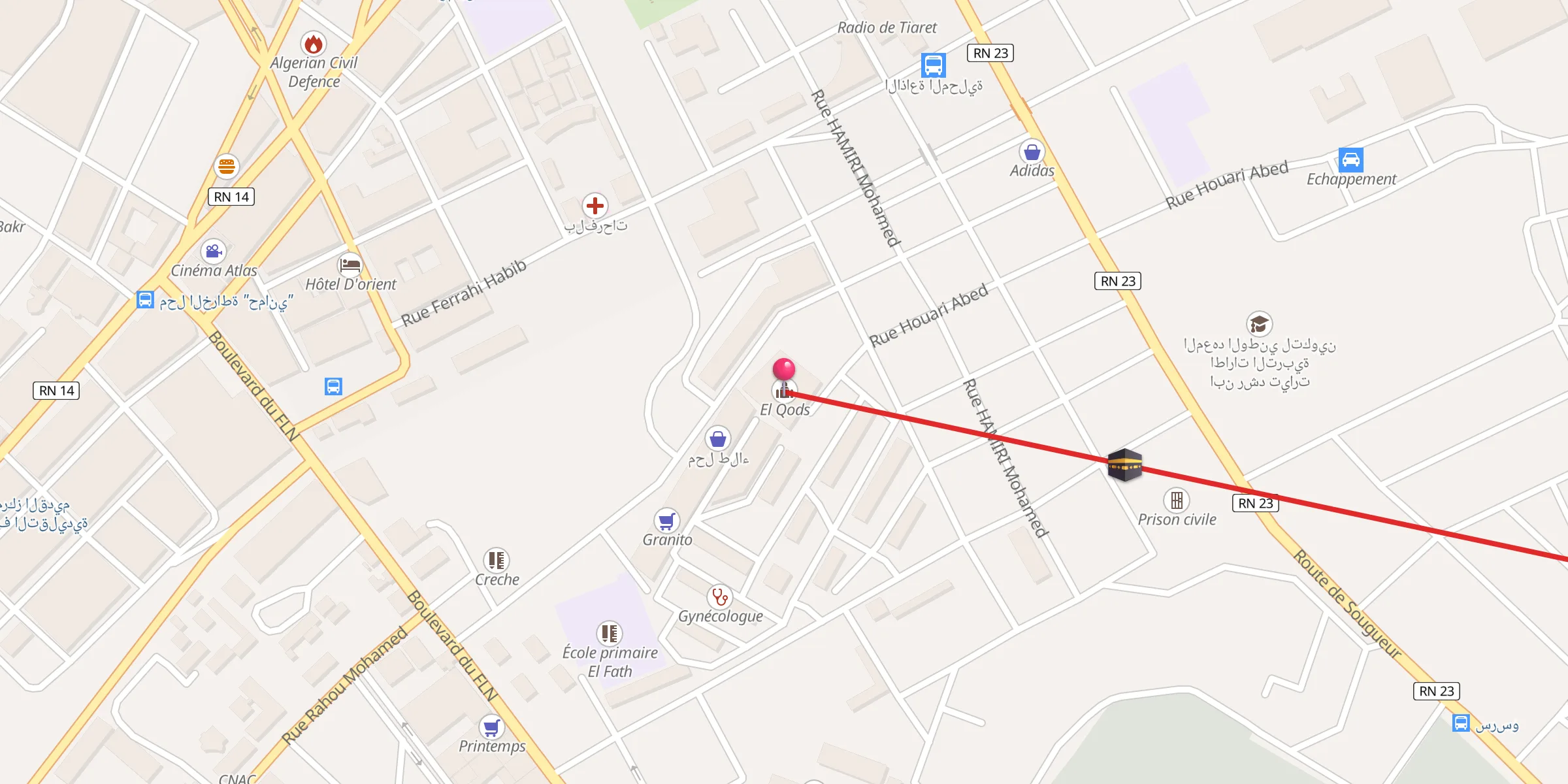Carte de localisation : El Qods