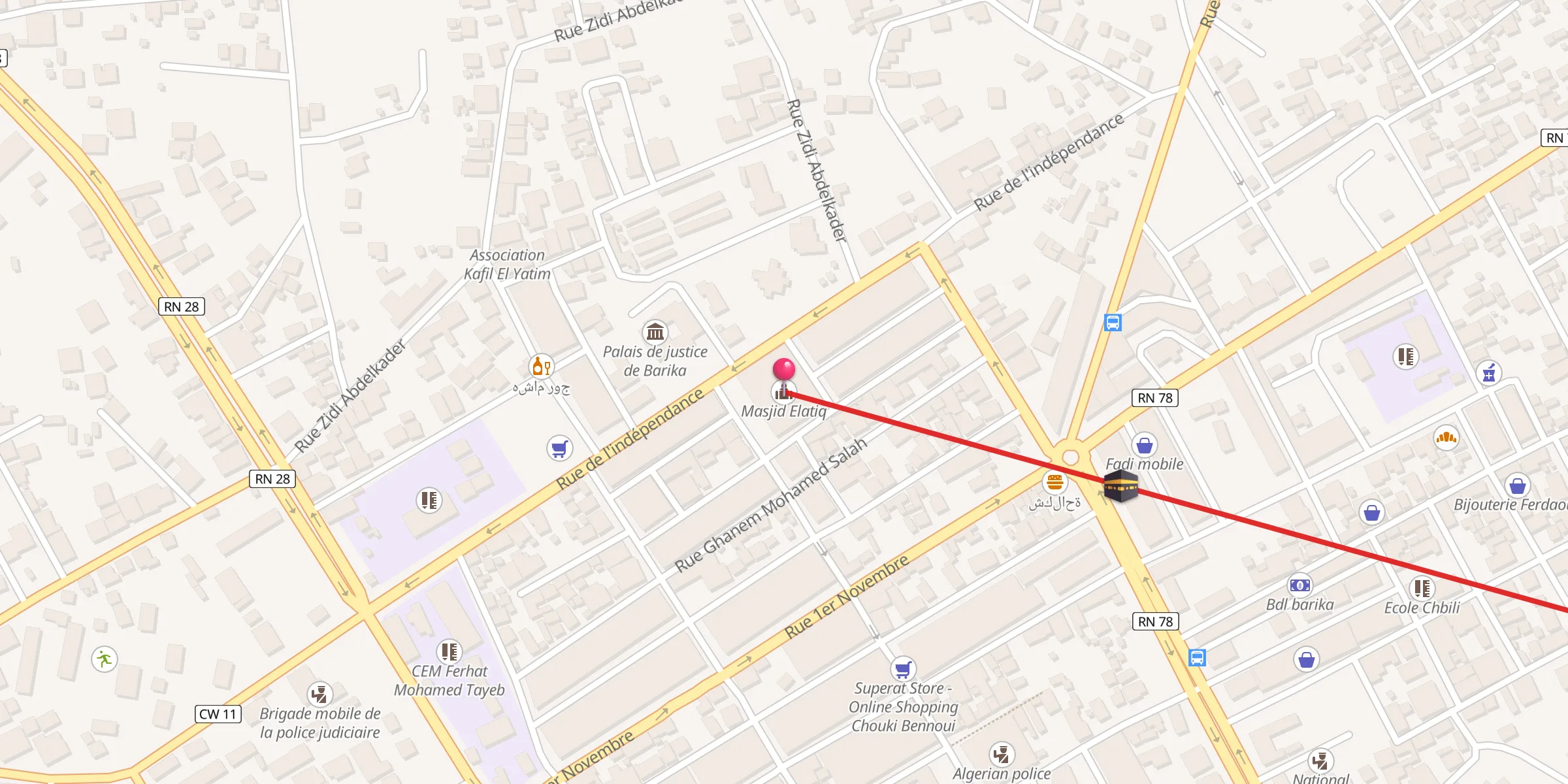 Carte de localisation : Masjid Elatiq