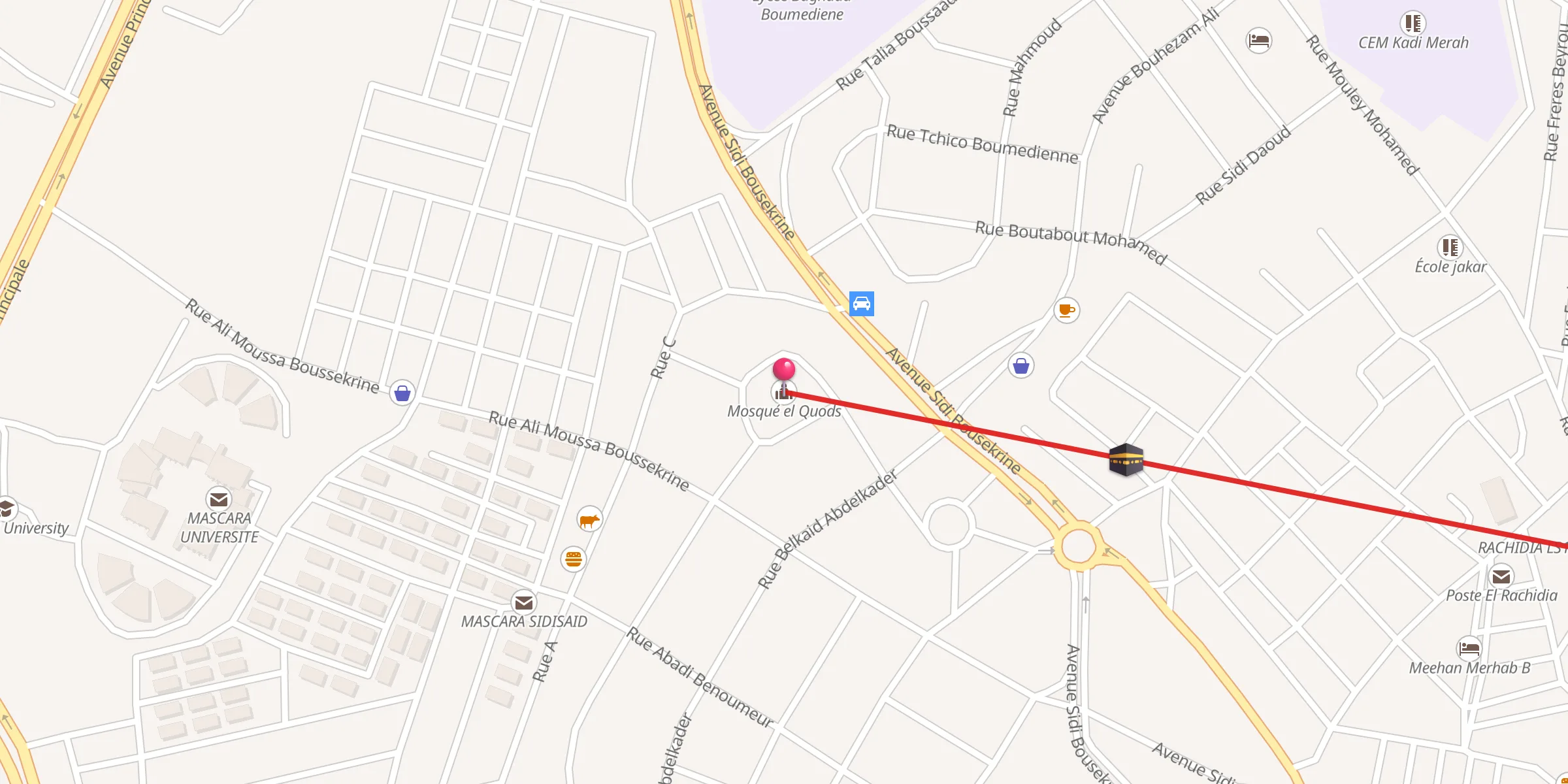 Carte de localisation : Mosqué el Quods