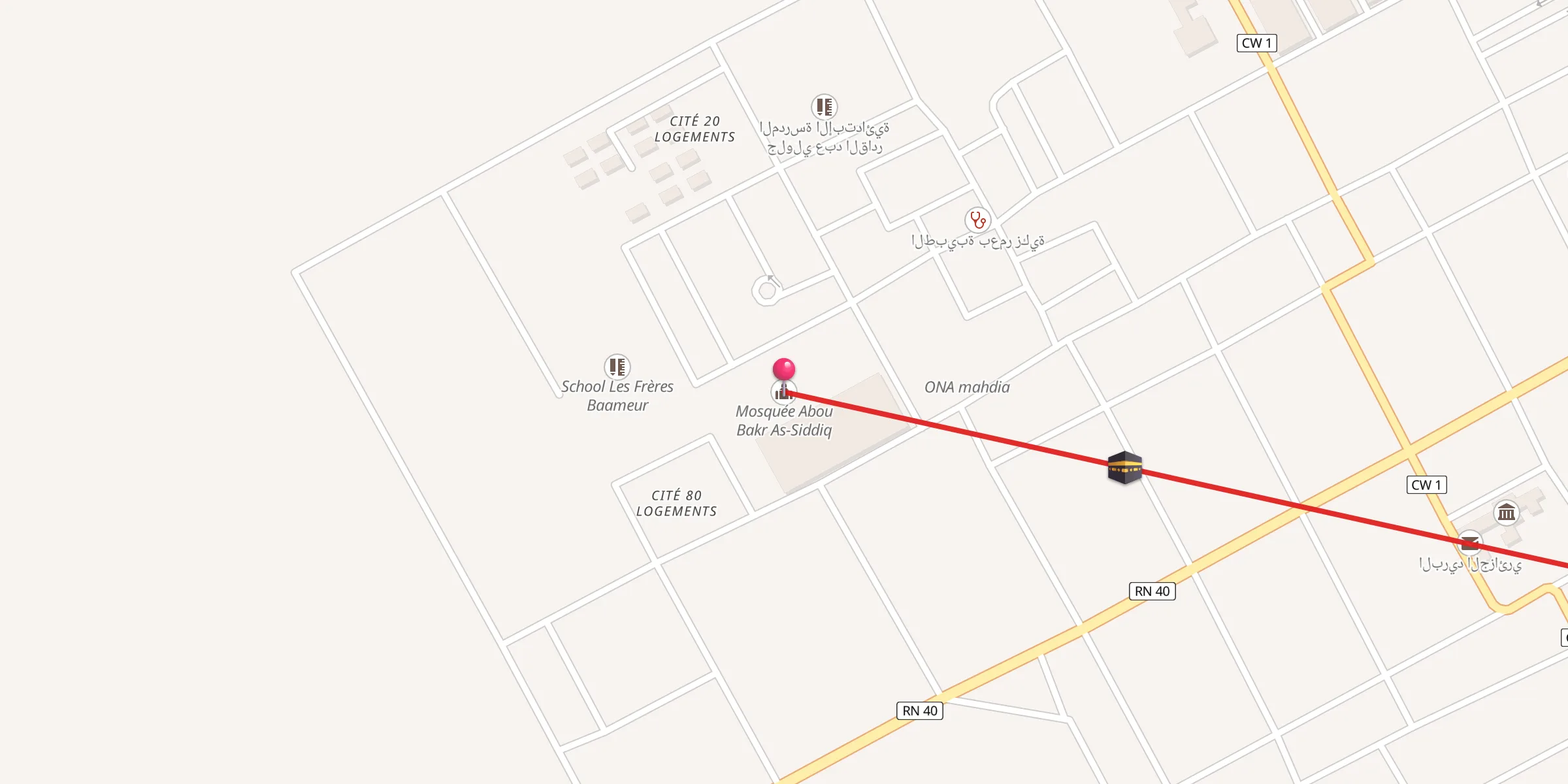 Carte de localisation : مسجد أبو بكر الصديق