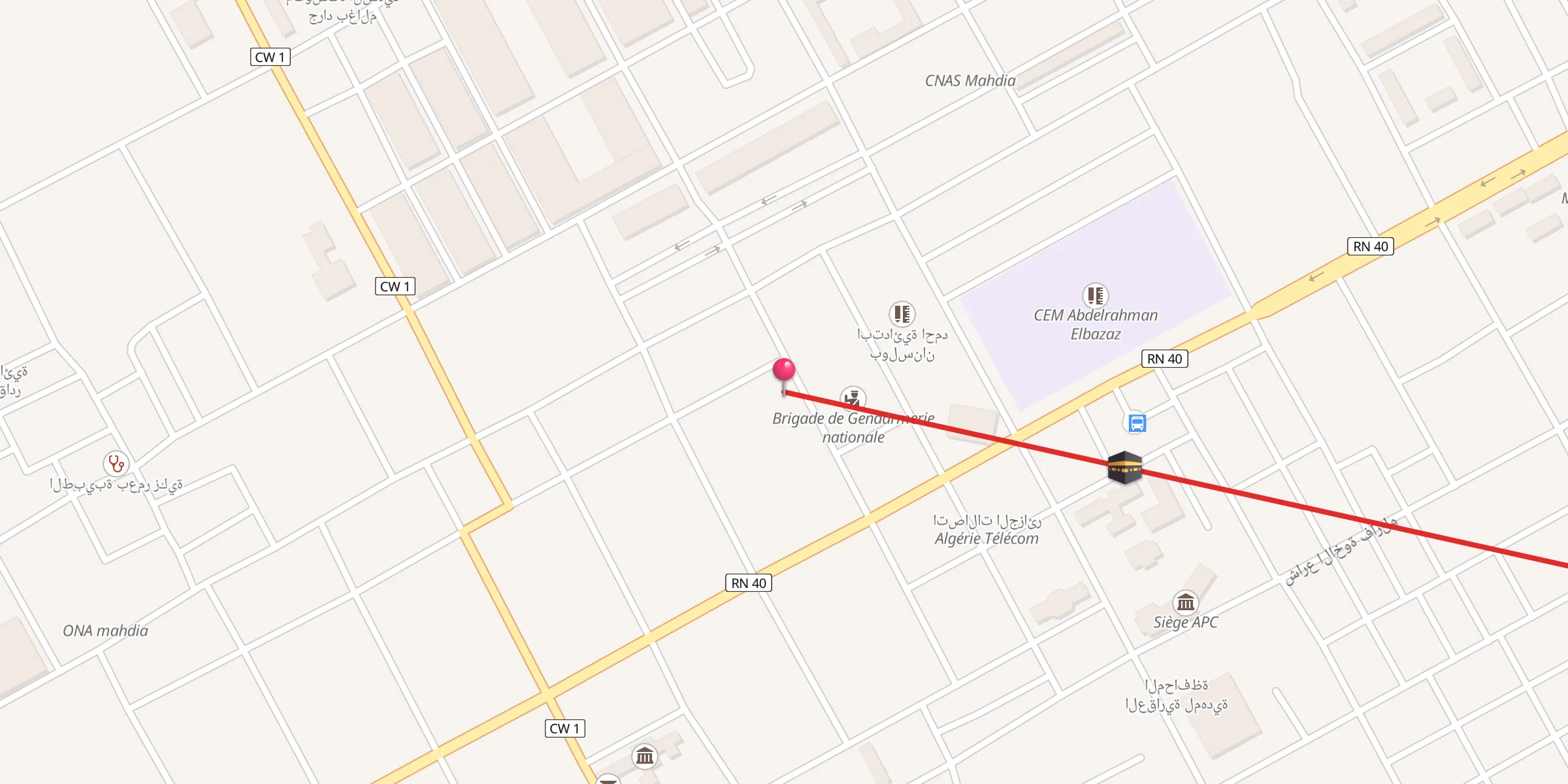 Carte de localisation : مسجد الشهيد بوسكين الطيب ( العتيق )