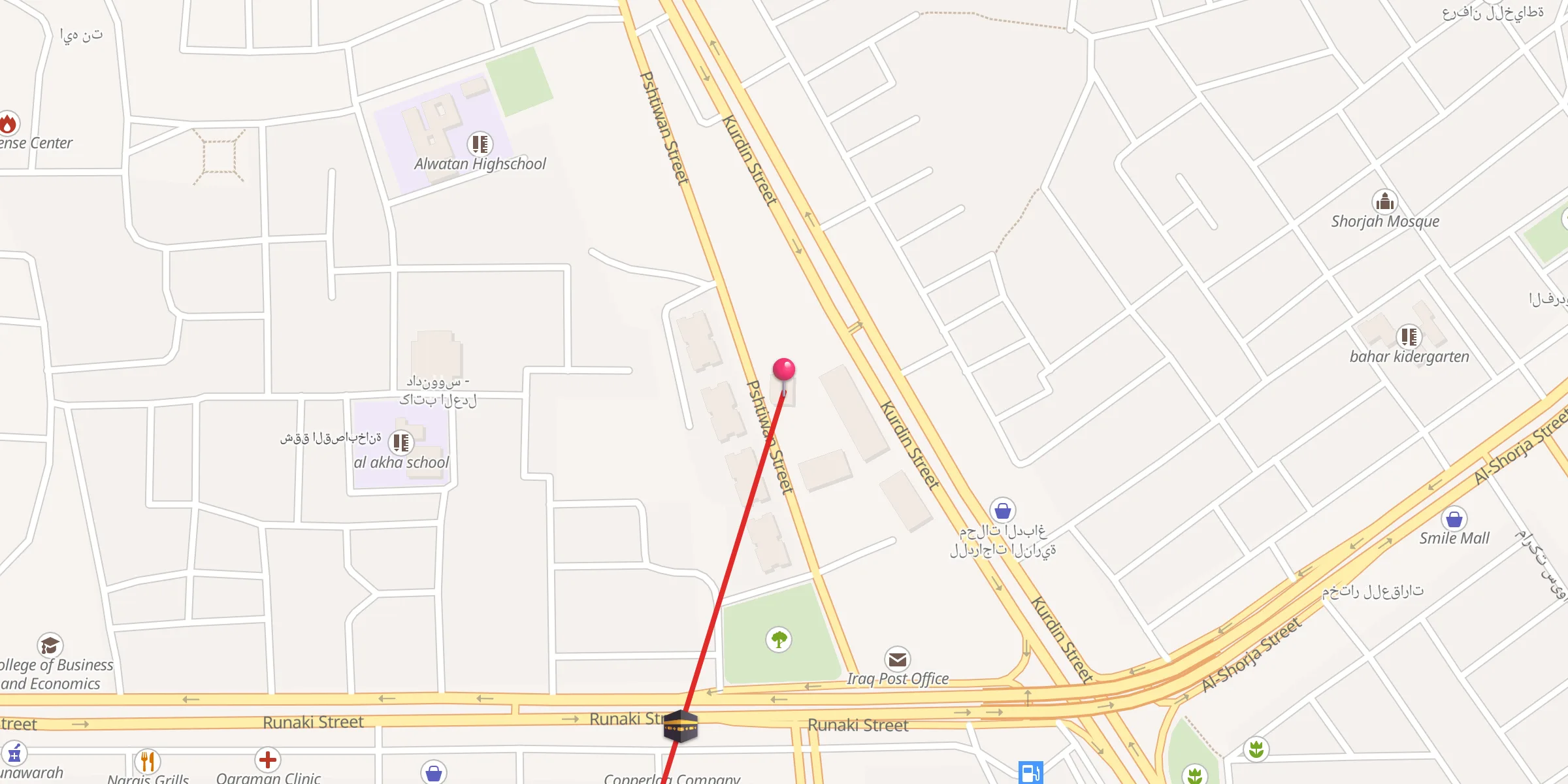 Carte de localisation : جامع الرسول الاعظم