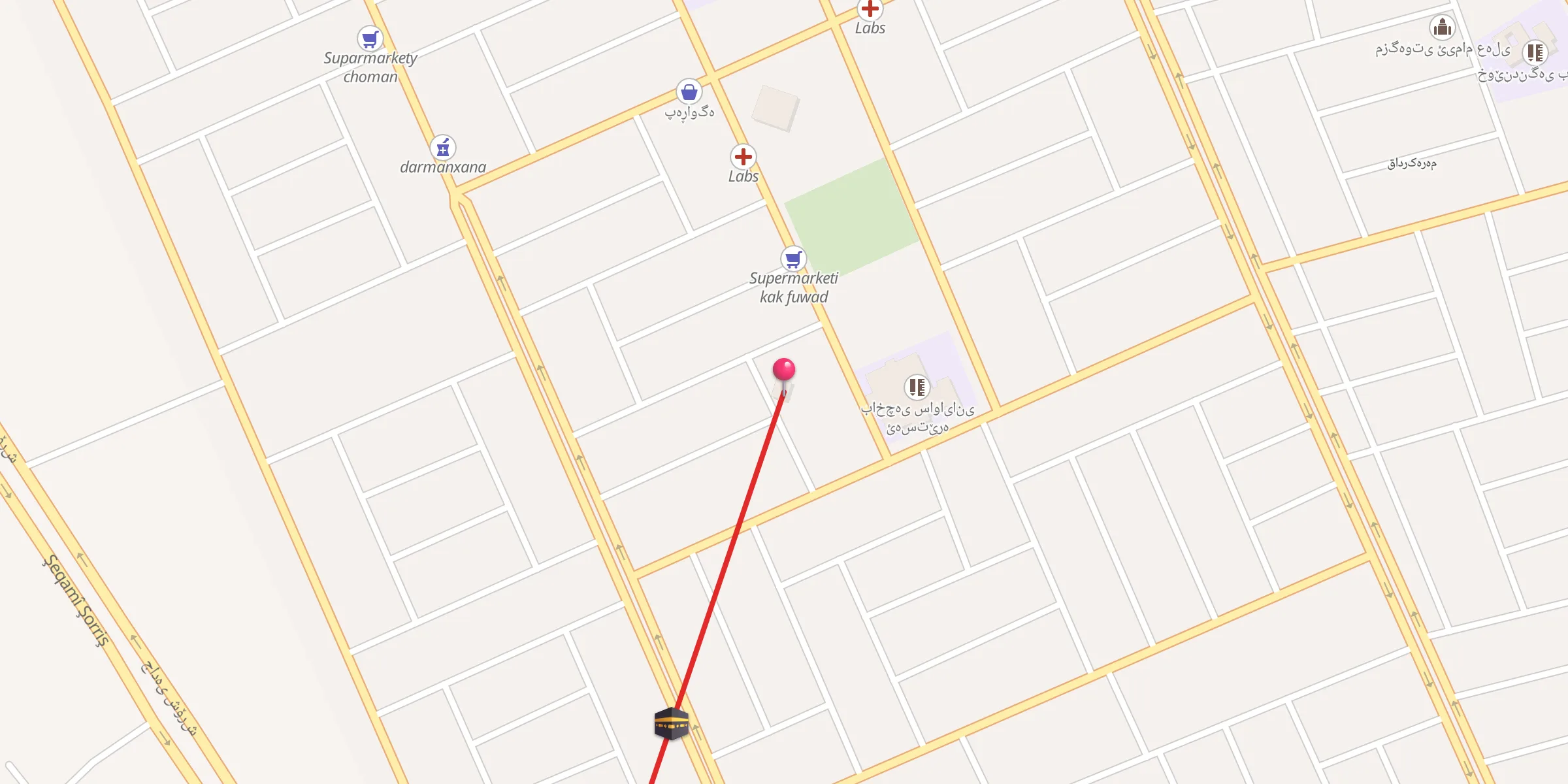 Carte de localisation : مزگەوتی حاجی حوسێن حاجی عەبدلقادر قەرەچێواری