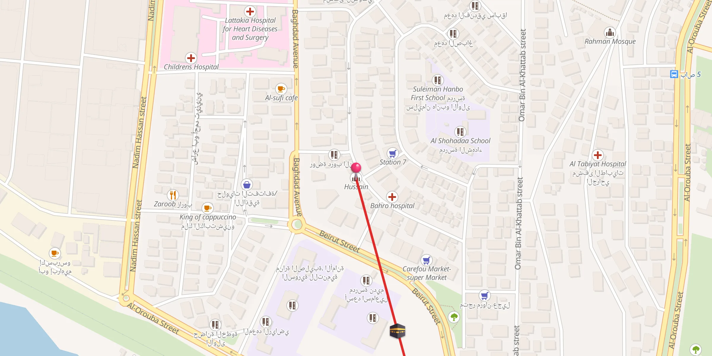 Carte de localisation : Al Hussein Mosque جامع الحسين