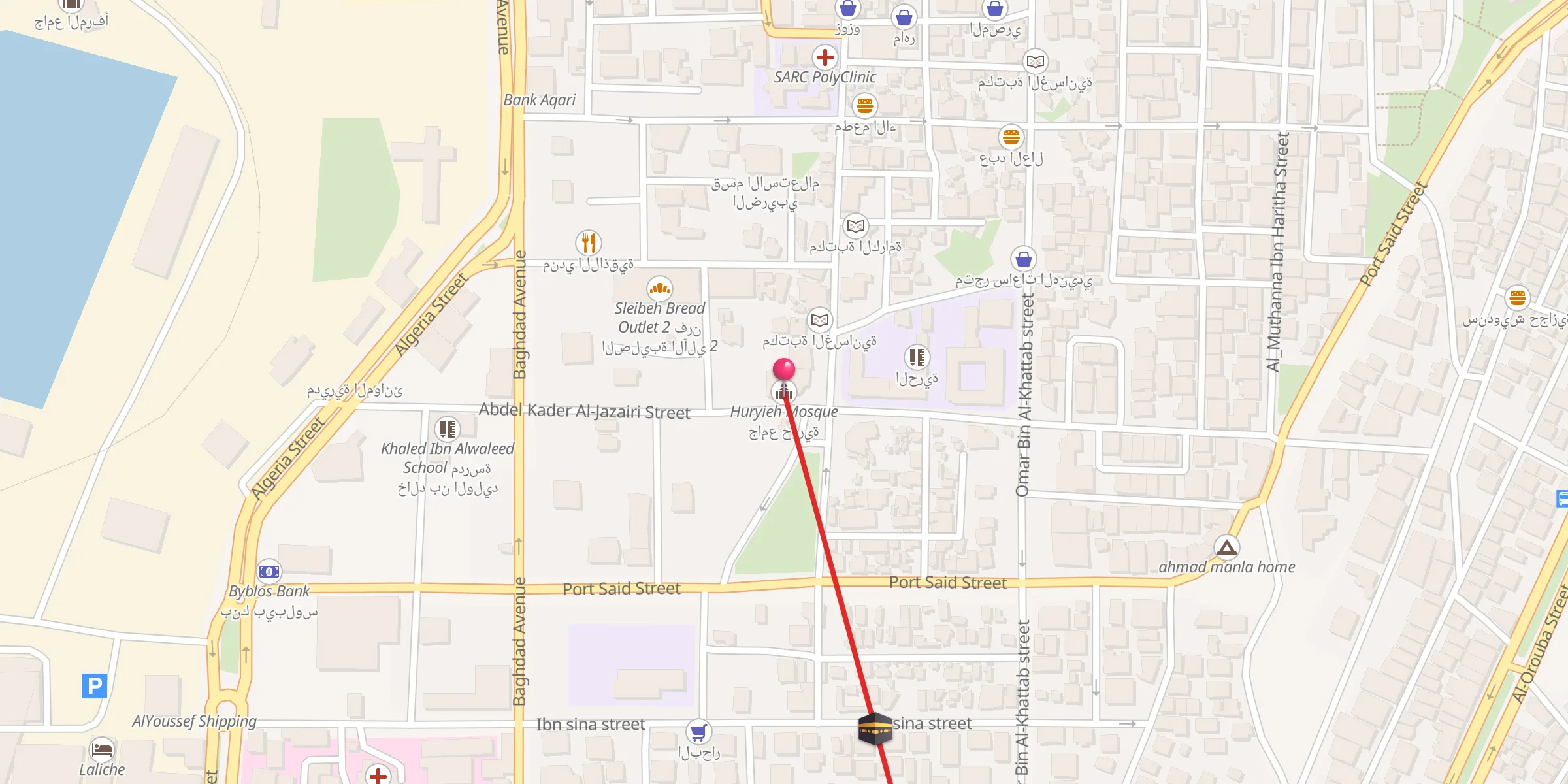 Carte de localisation : Huryieh Mosque جامع حورية