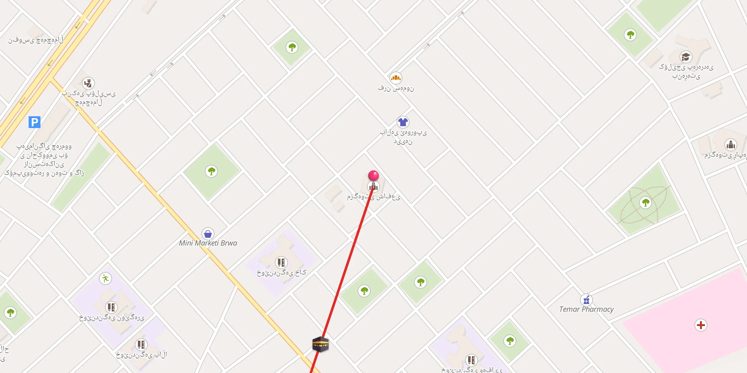 Carte de localisation : مزگەوتی شافعی