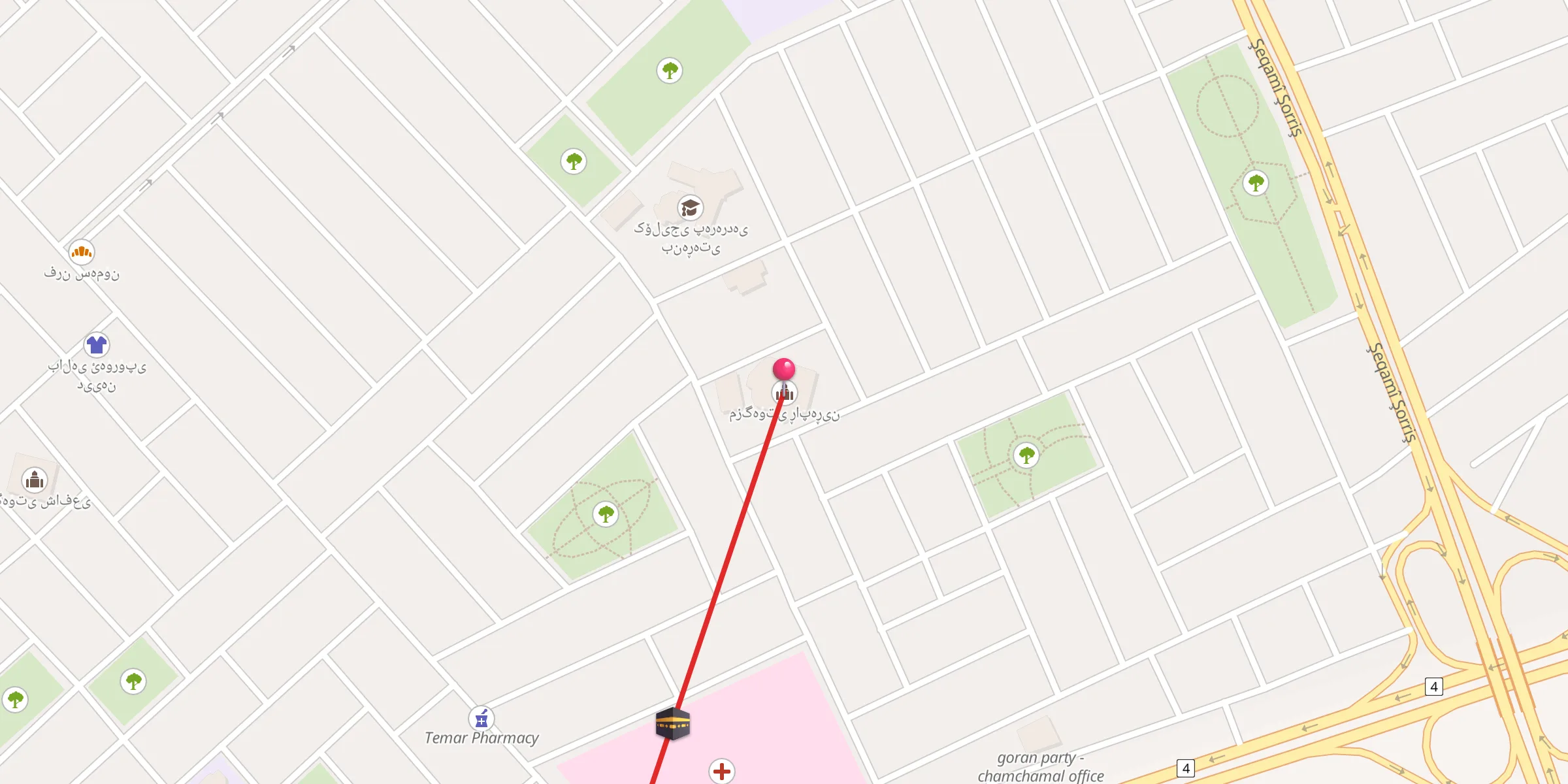 Carte de localisation : مزگەوتی ڕاپەڕین