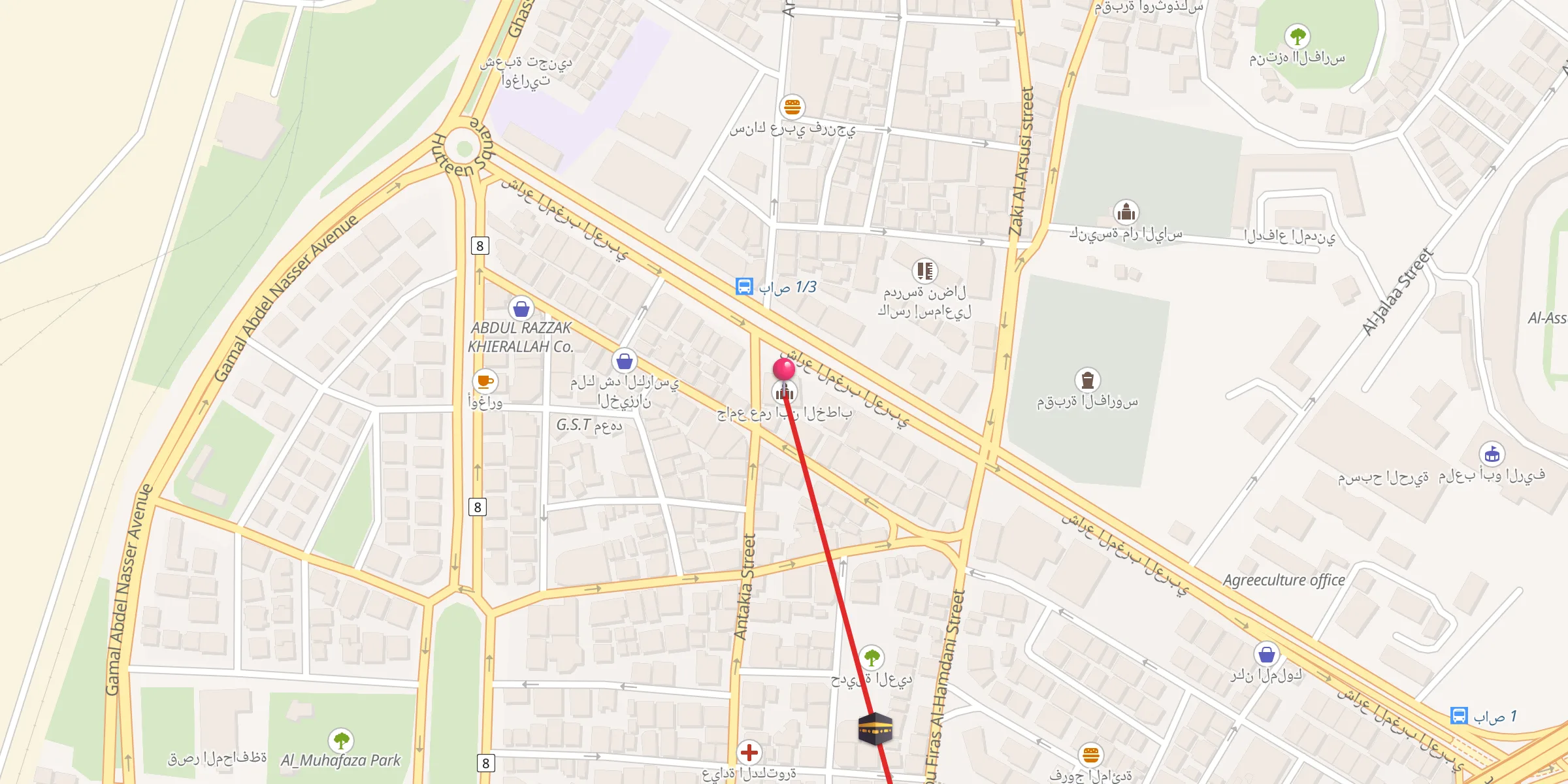 Carte de localisation : جامع عمر ابن الخطاب