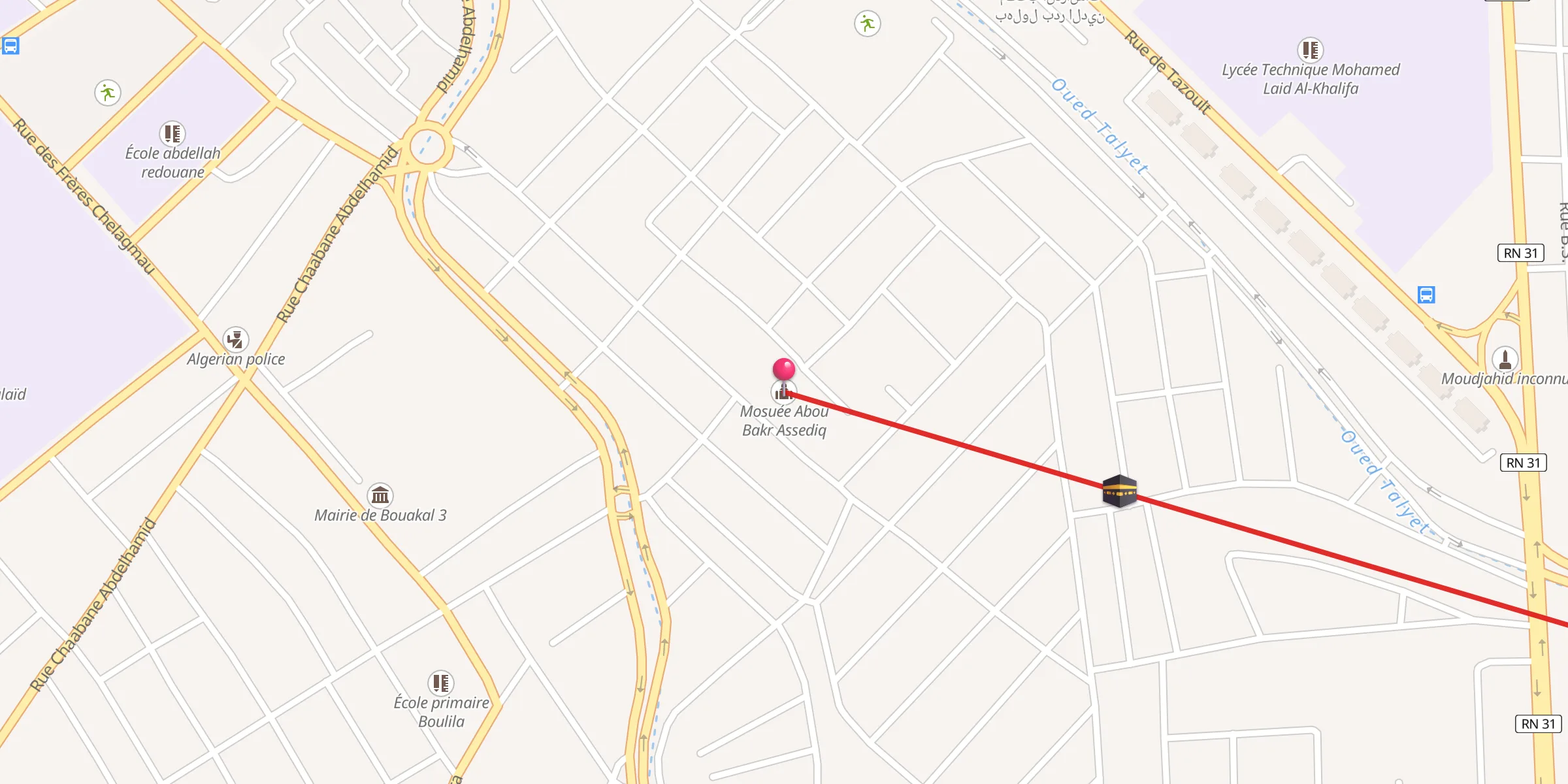 Carte de localisation : Mosuée Abou Bakr Assediq