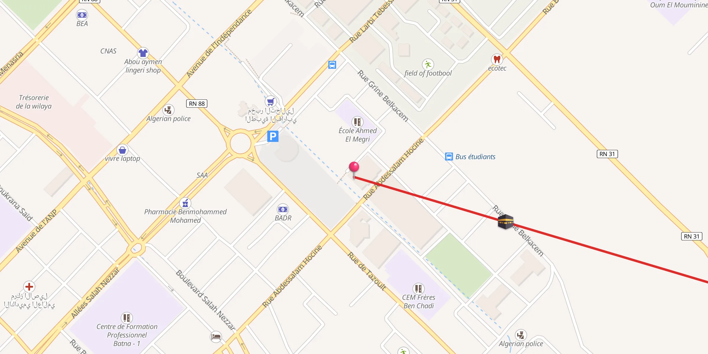 Carte de localisation : Mosquée Oussama Ibn Ziad