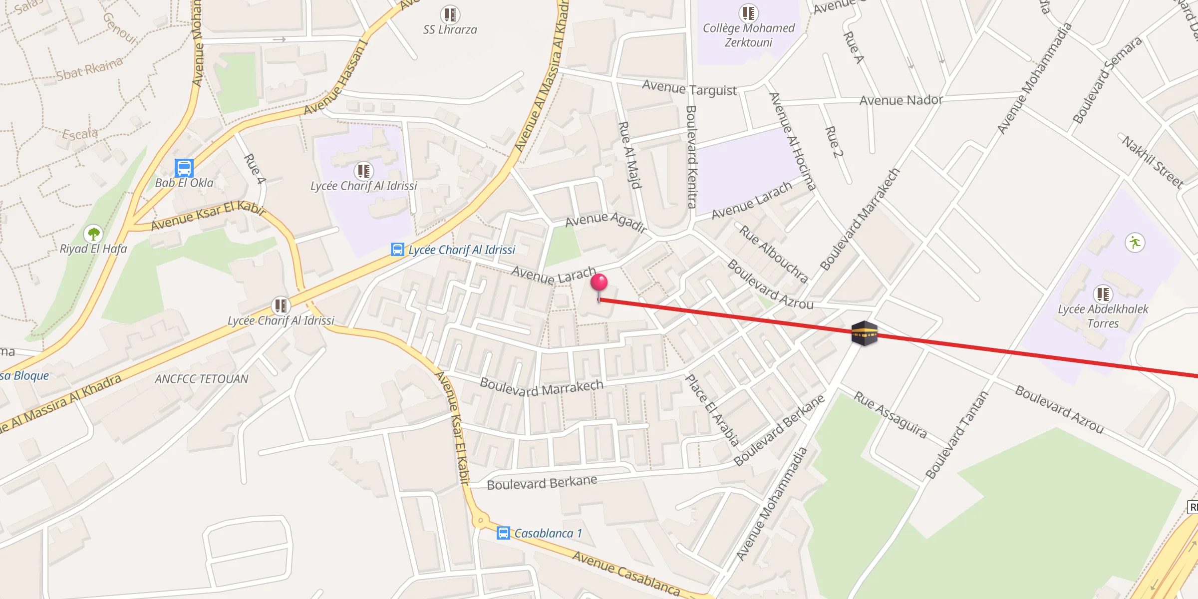 Carte de localisation : Mosquée Mohamed V مسجد محمد الخامس