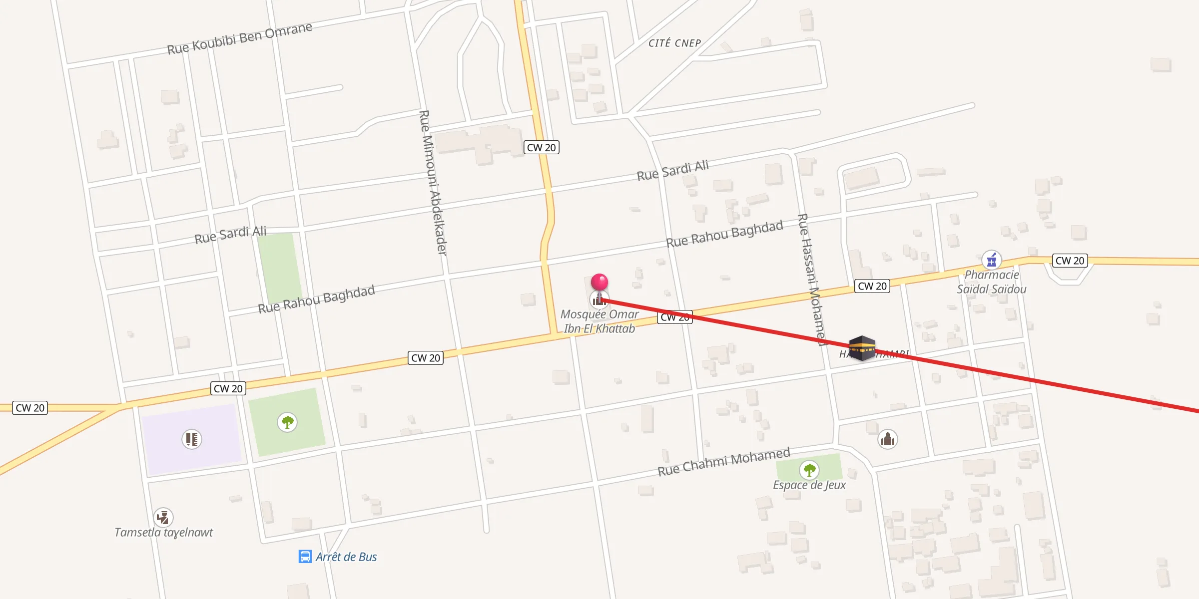 Carte de localisation : Mosquée Omar Ibn El Khattab;مسجد عمر بن خطاب