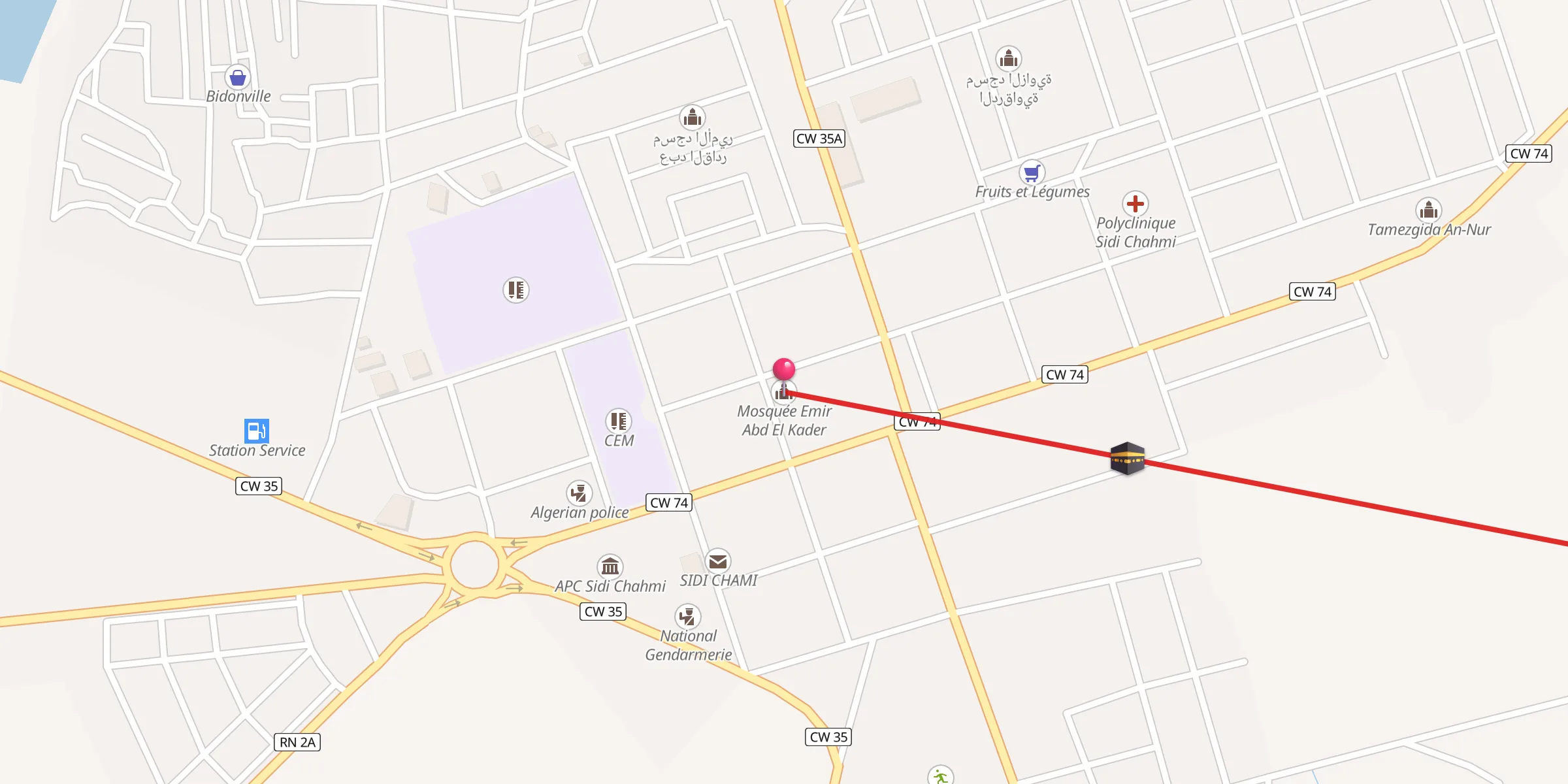 Carte de localisation : Mosquée Emir Abd El Kader