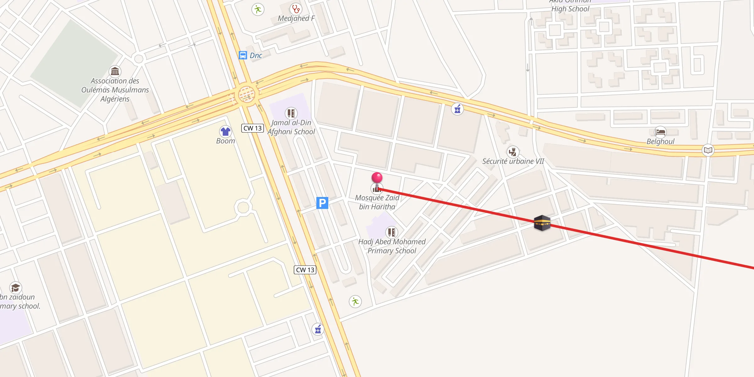 Carte de localisation : Mosquée Zaid bin Haritha