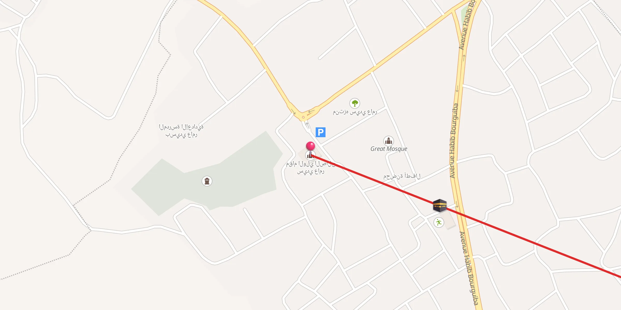 Carte de localisation : مقام الولي الصالح سيدي عامر